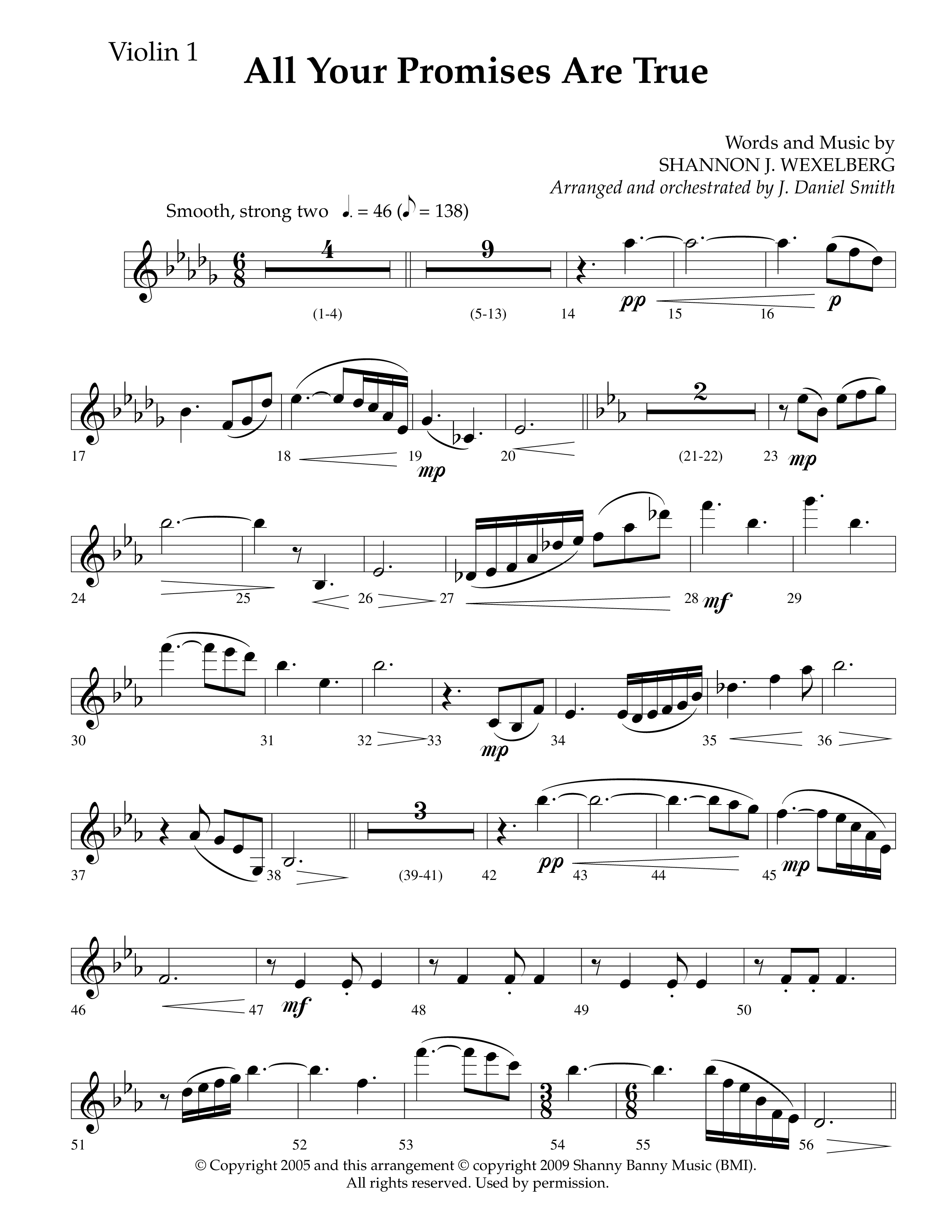 All Your Promises Are True (Choral Anthem SATB) Violin 1 (Lifeway Choral / Arr. J. Daniel Smith)