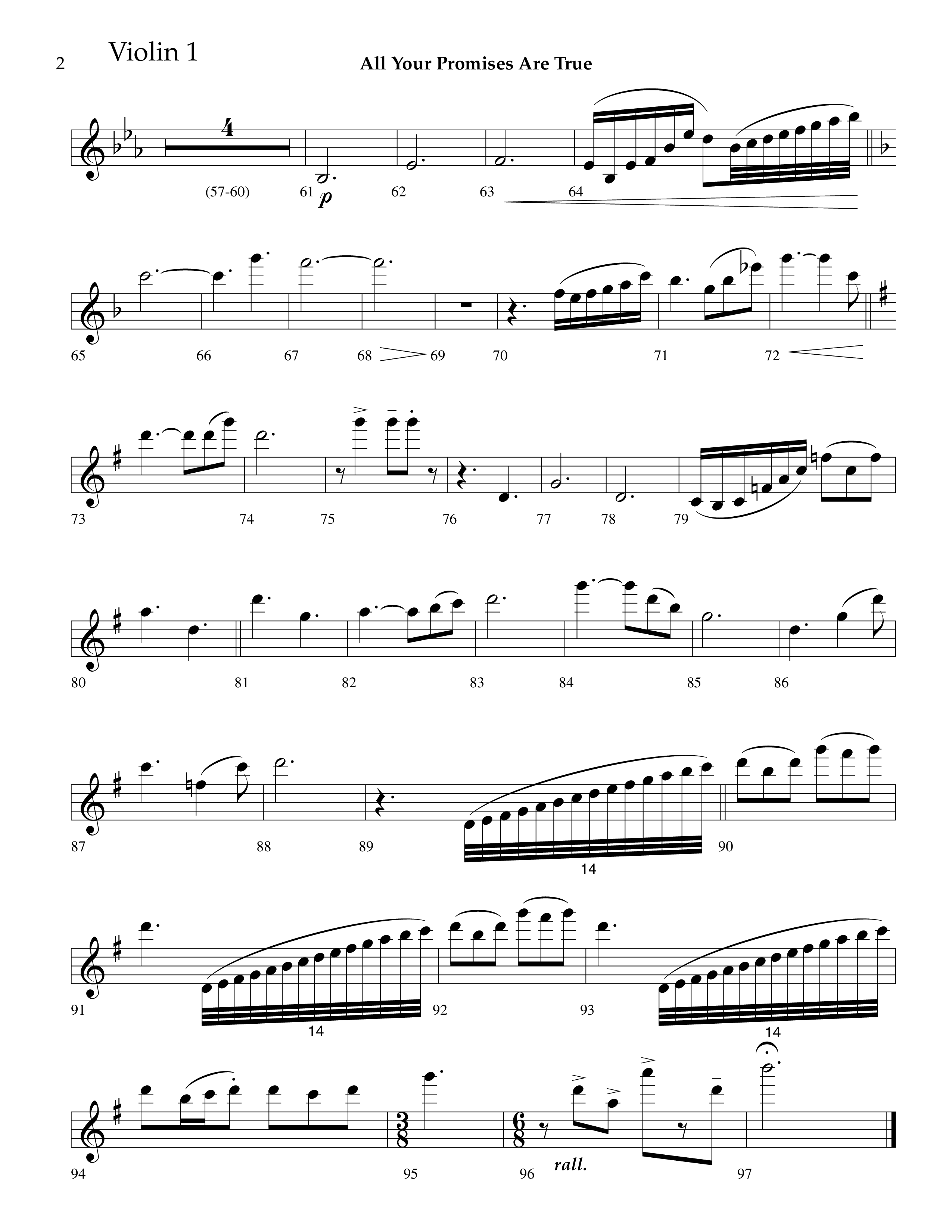 All Your Promises Are True (Choral Anthem SATB) Violin 1 (Lifeway Choral / Arr. J. Daniel Smith)