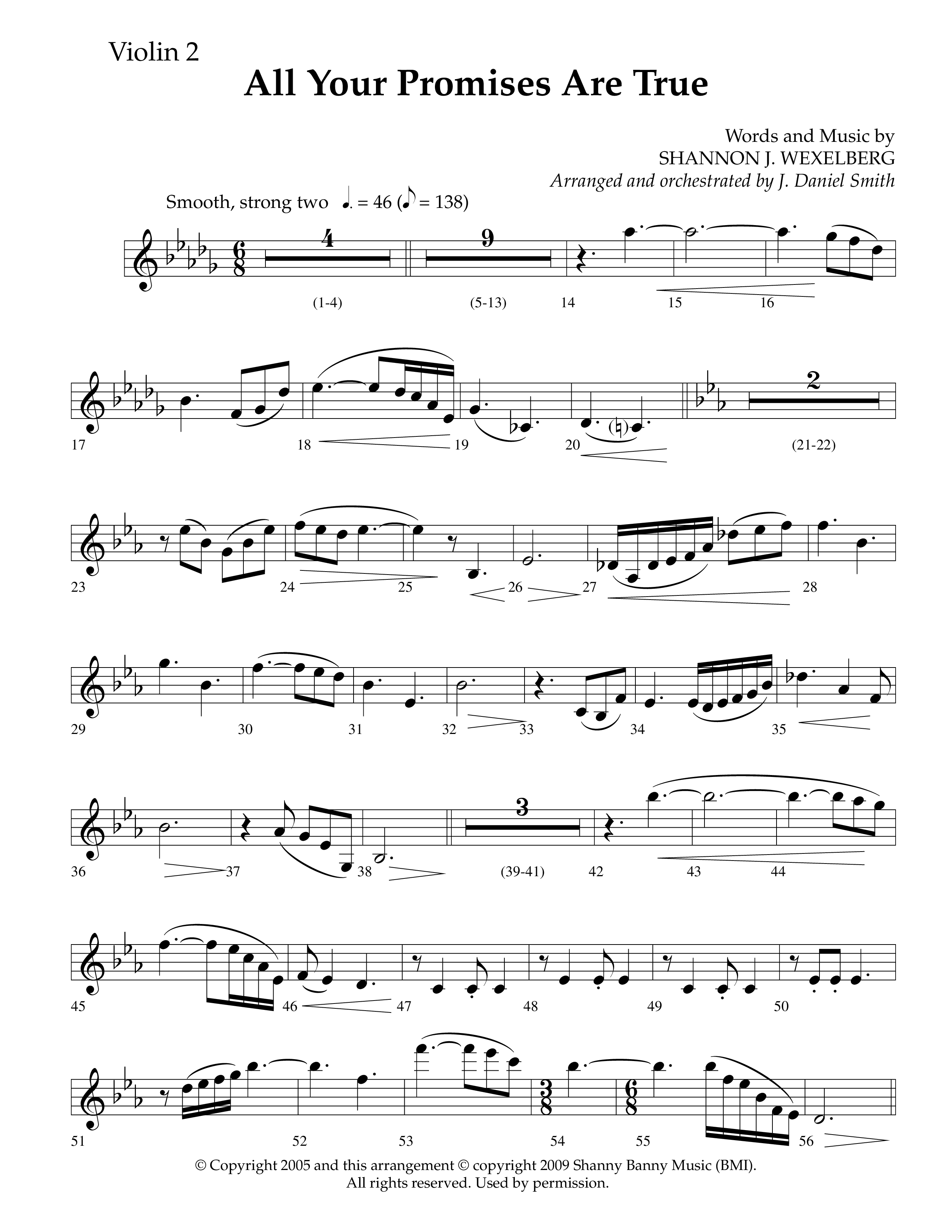 All Your Promises Are True (Choral Anthem SATB) Violin 2 (Lifeway Choral / Arr. J. Daniel Smith)