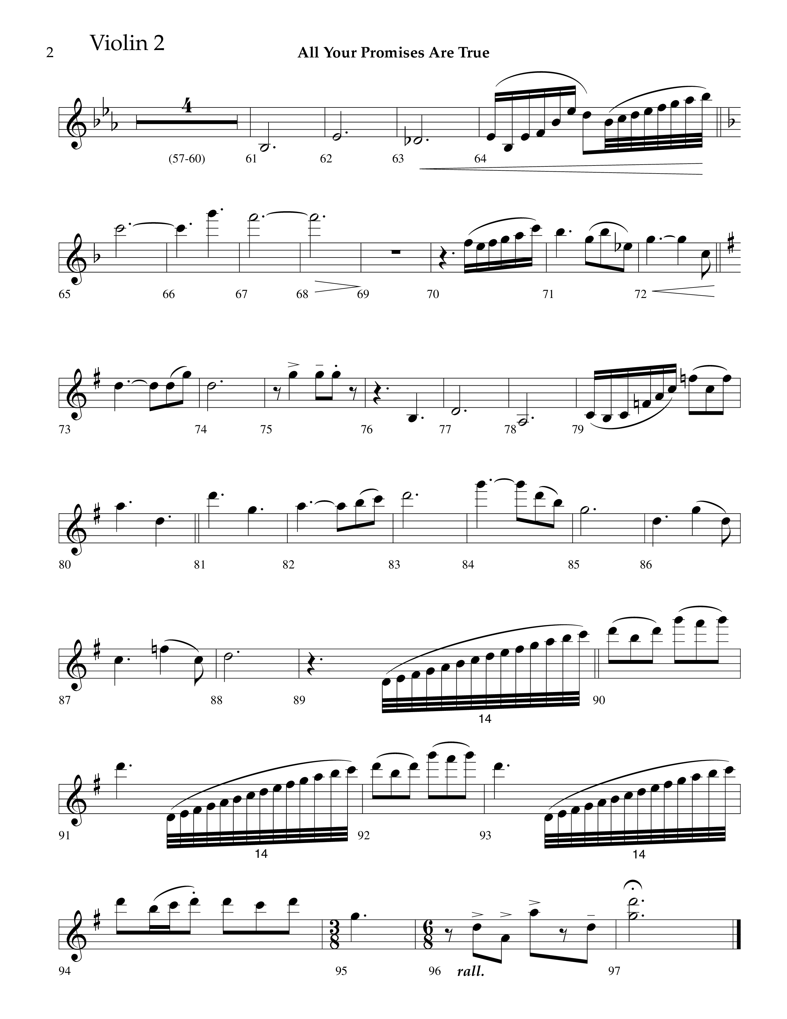 All Your Promises Are True (Choral Anthem SATB) Violin 2 (Lifeway Choral / Arr. J. Daniel Smith)