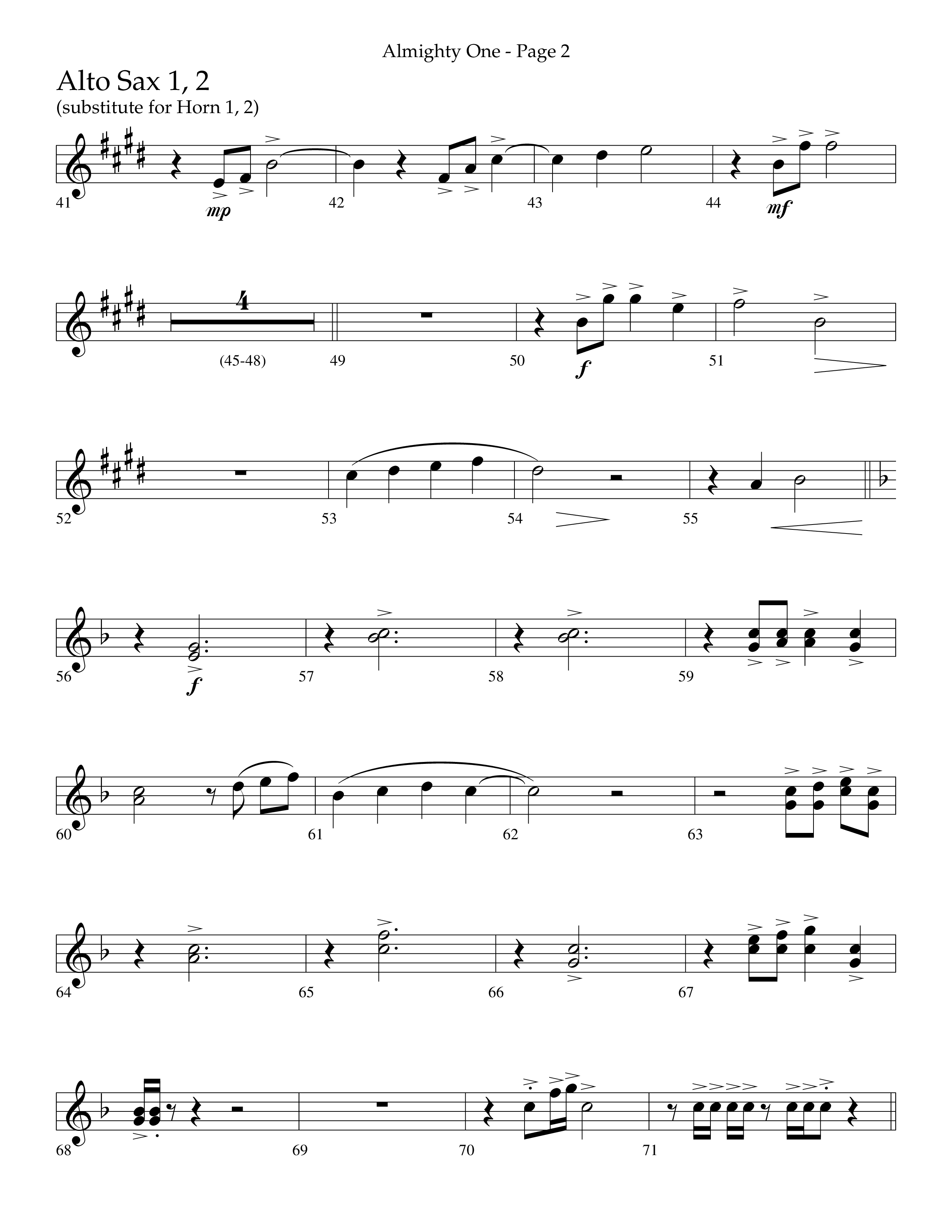 Almighty One (Choral Anthem SATB) Alto Sax 1/2 (Lifeway Choral / Arr. Bradley Knight)