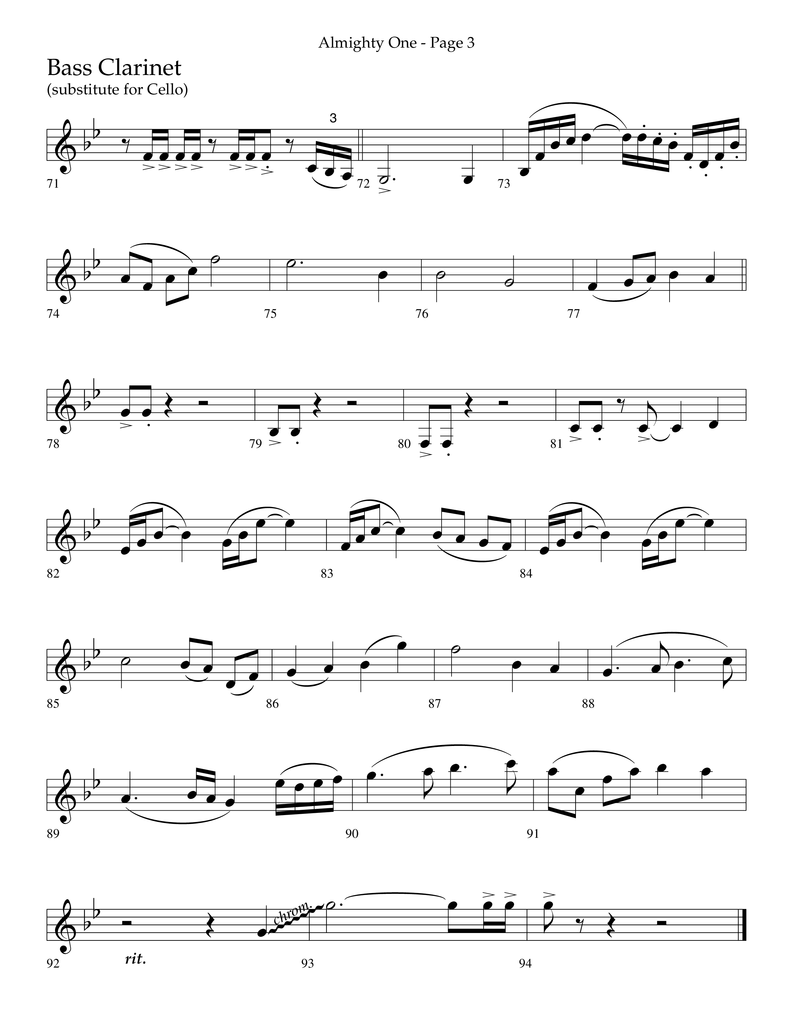 Almighty One (Choral Anthem SATB) Bass Clarinet (Lifeway Choral / Arr. Bradley Knight)