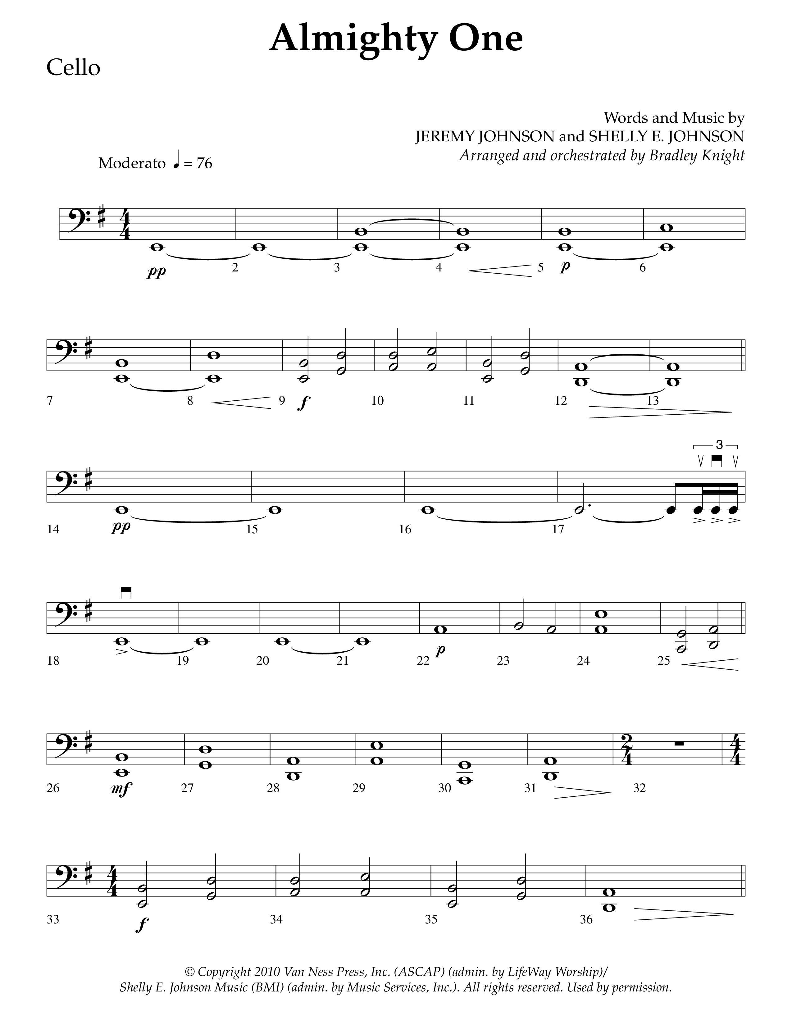 Almighty One (Choral Anthem SATB) Cello (Lifeway Choral / Arr. Bradley Knight)