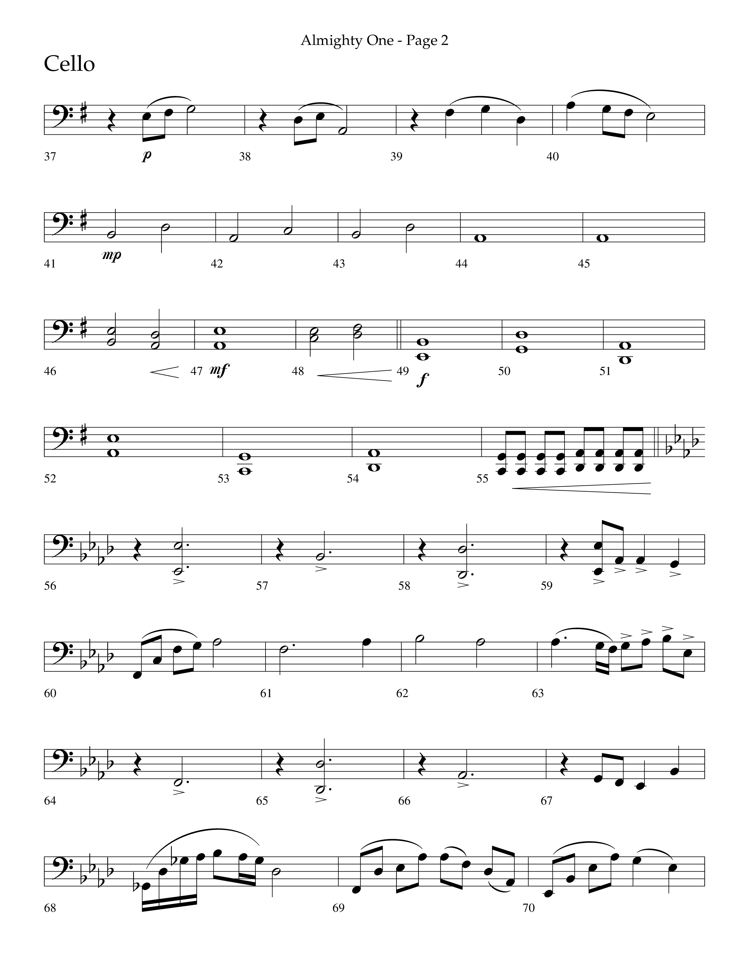 Almighty One (Choral Anthem SATB) Cello (Lifeway Choral / Arr. Bradley Knight)