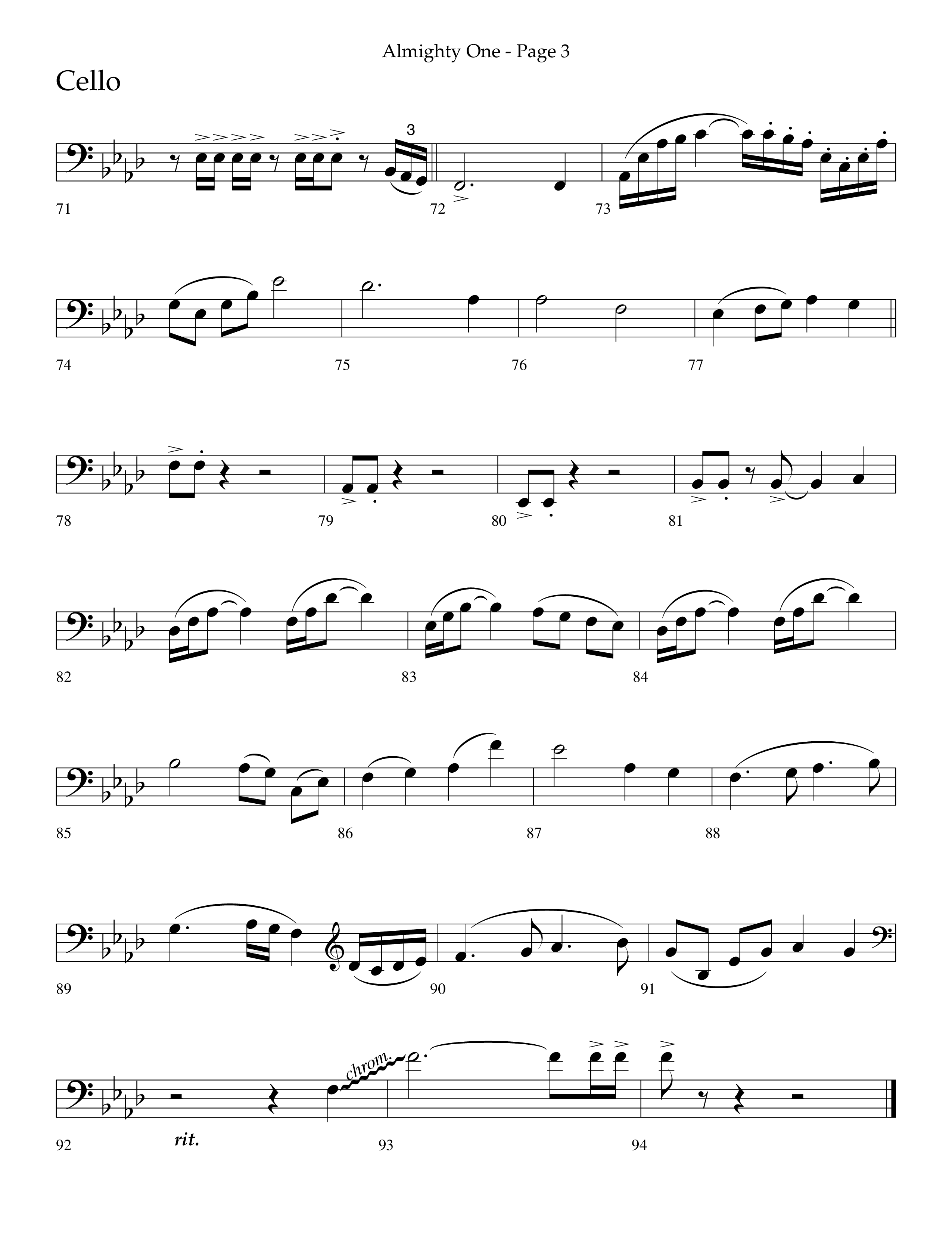 Almighty One (Choral Anthem SATB) Cello (Lifeway Choral / Arr. Bradley Knight)