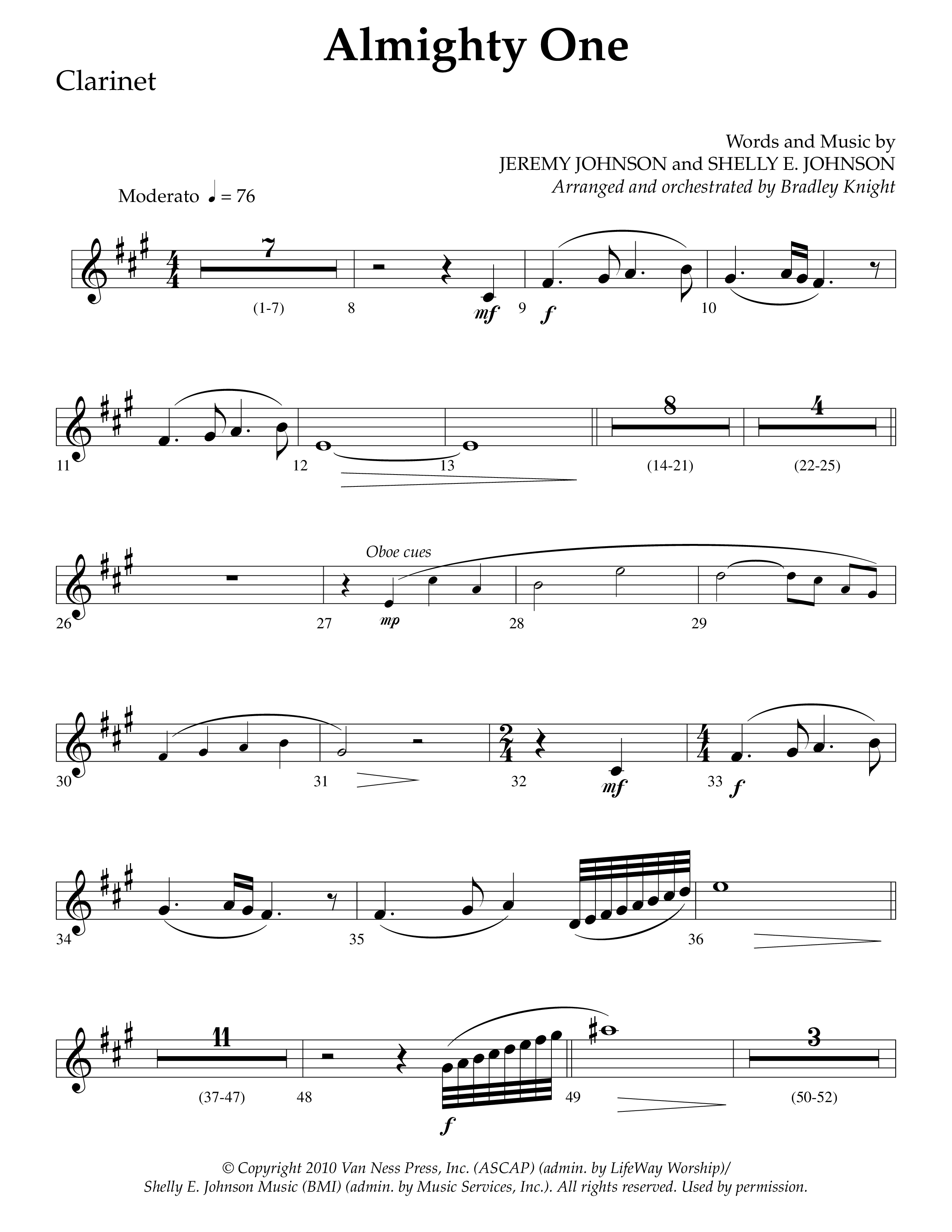 Almighty One (Choral Anthem SATB) Clarinet 1/2 (Lifeway Choral / Arr. Bradley Knight)