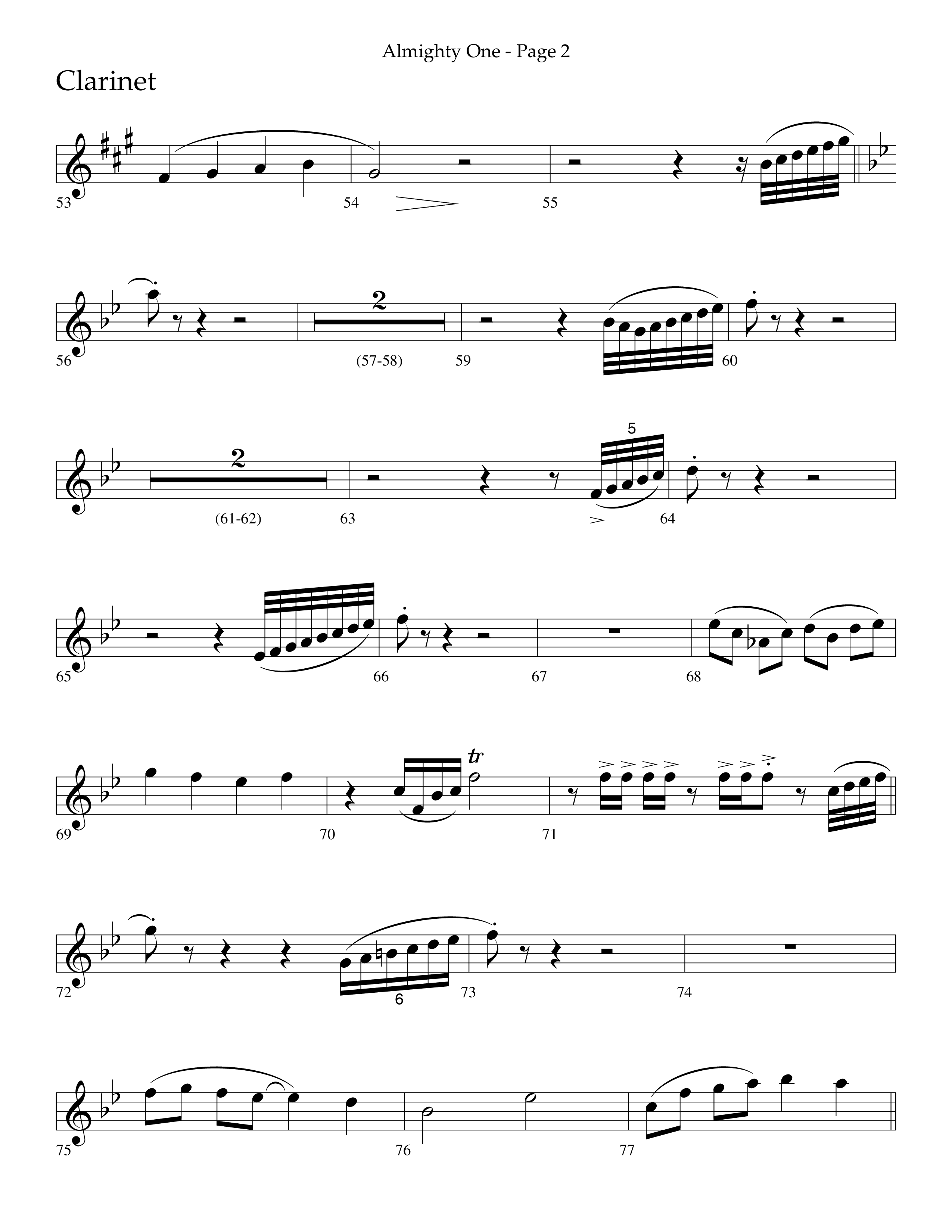 Almighty One (Choral Anthem SATB) Clarinet 1/2 (Lifeway Choral / Arr. Bradley Knight)