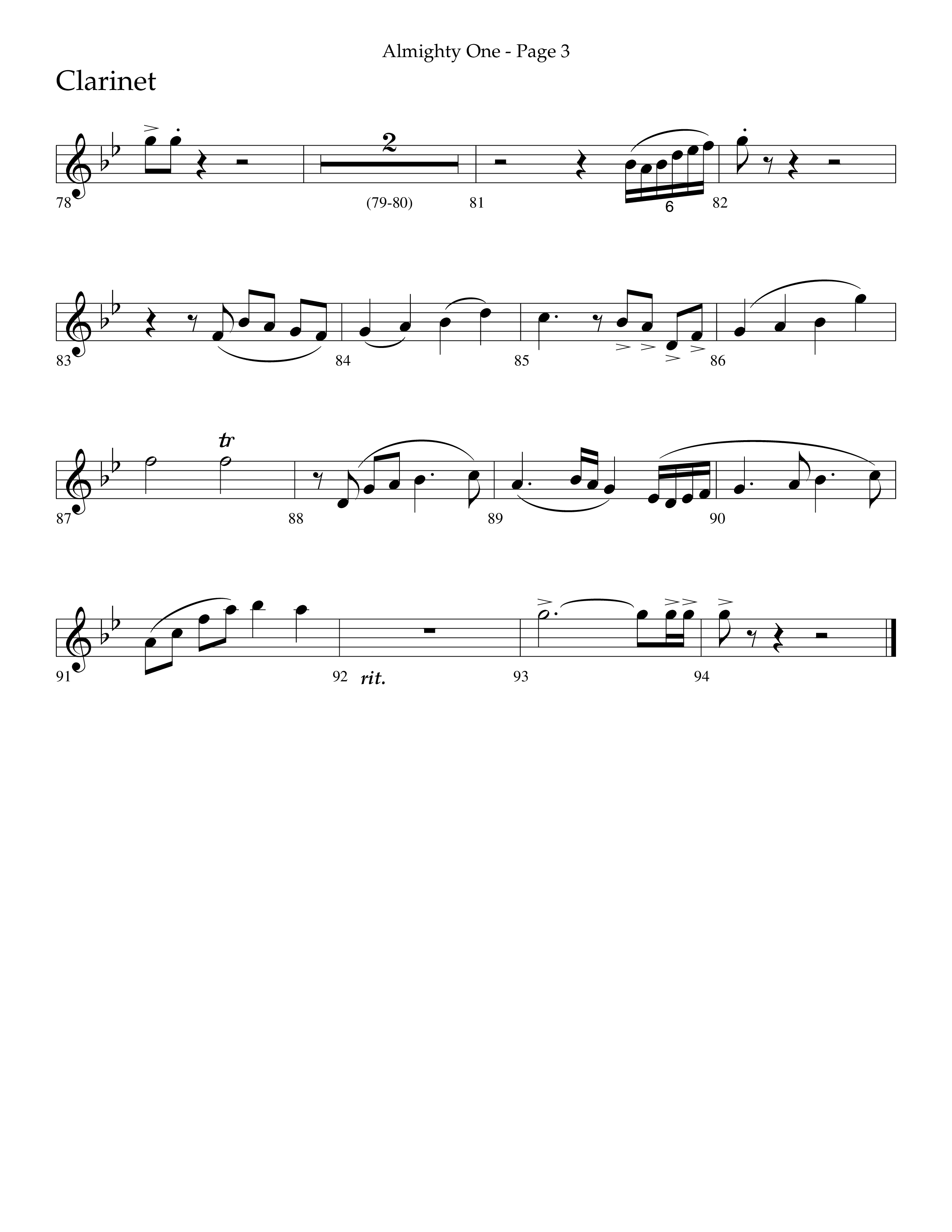Almighty One (Choral Anthem SATB) Clarinet 1/2 (Lifeway Choral / Arr. Bradley Knight)