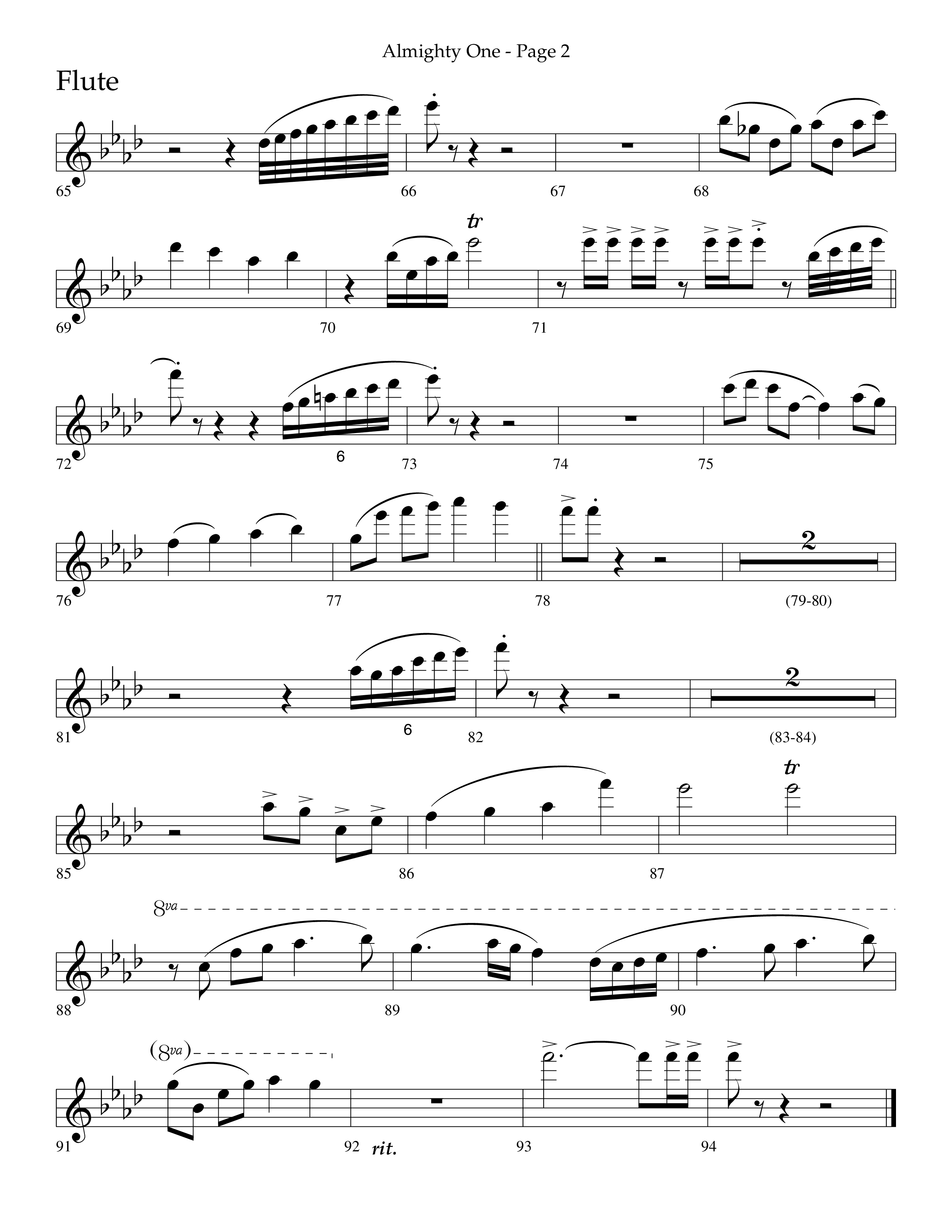 Almighty One (Choral Anthem SATB) Flute (Lifeway Choral / Arr. Bradley Knight)