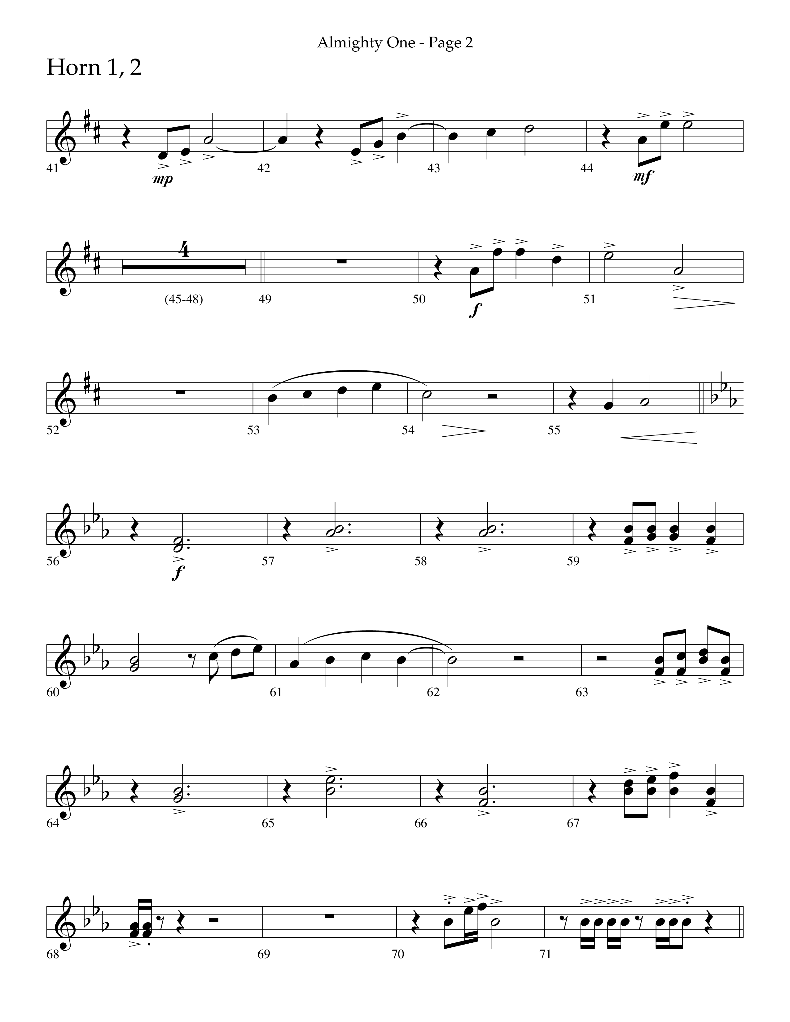 Almighty One (Choral Anthem SATB) French Horn 1/2 (Lifeway Choral / Arr. Bradley Knight)