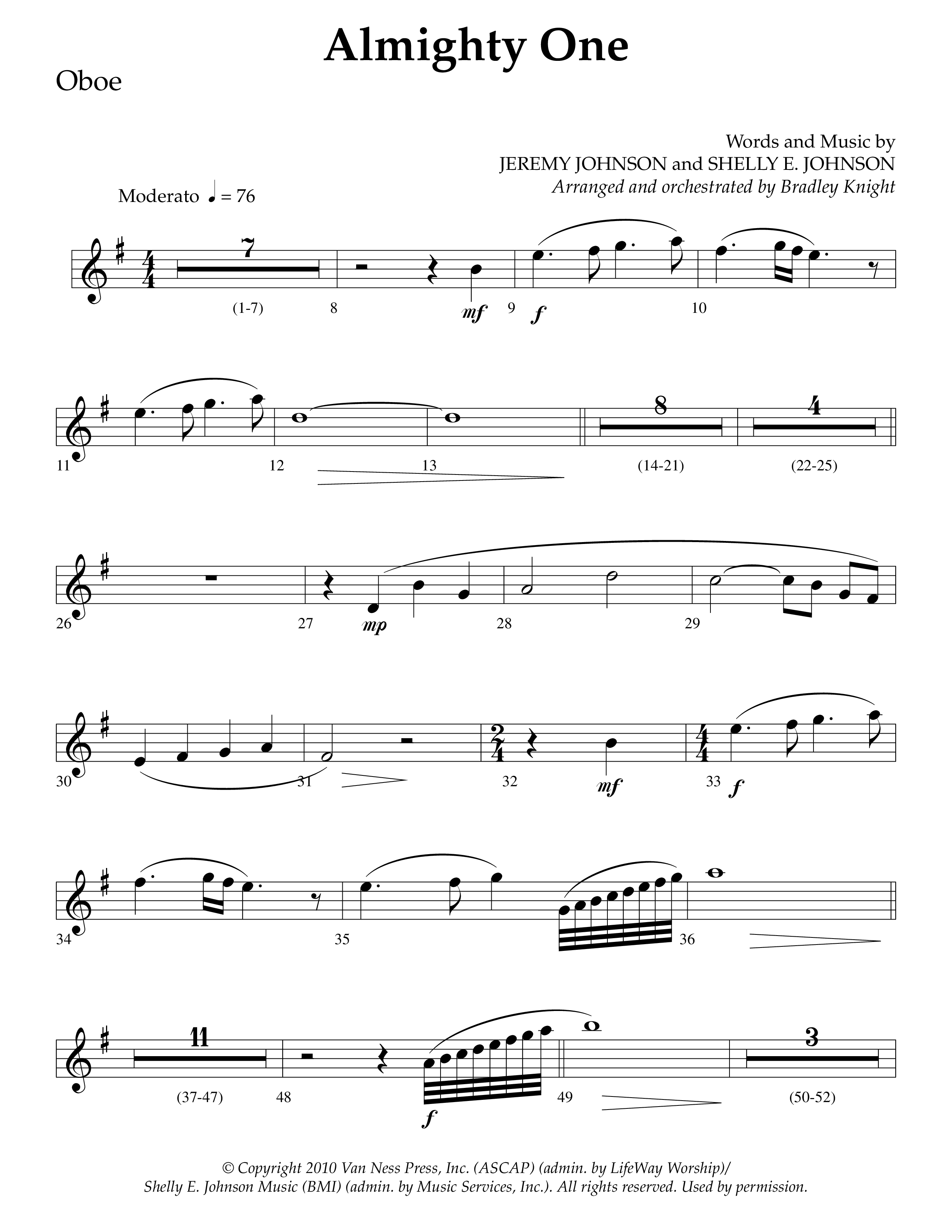 Almighty One (Choral Anthem SATB) Oboe (Lifeway Choral / Arr. Bradley Knight)