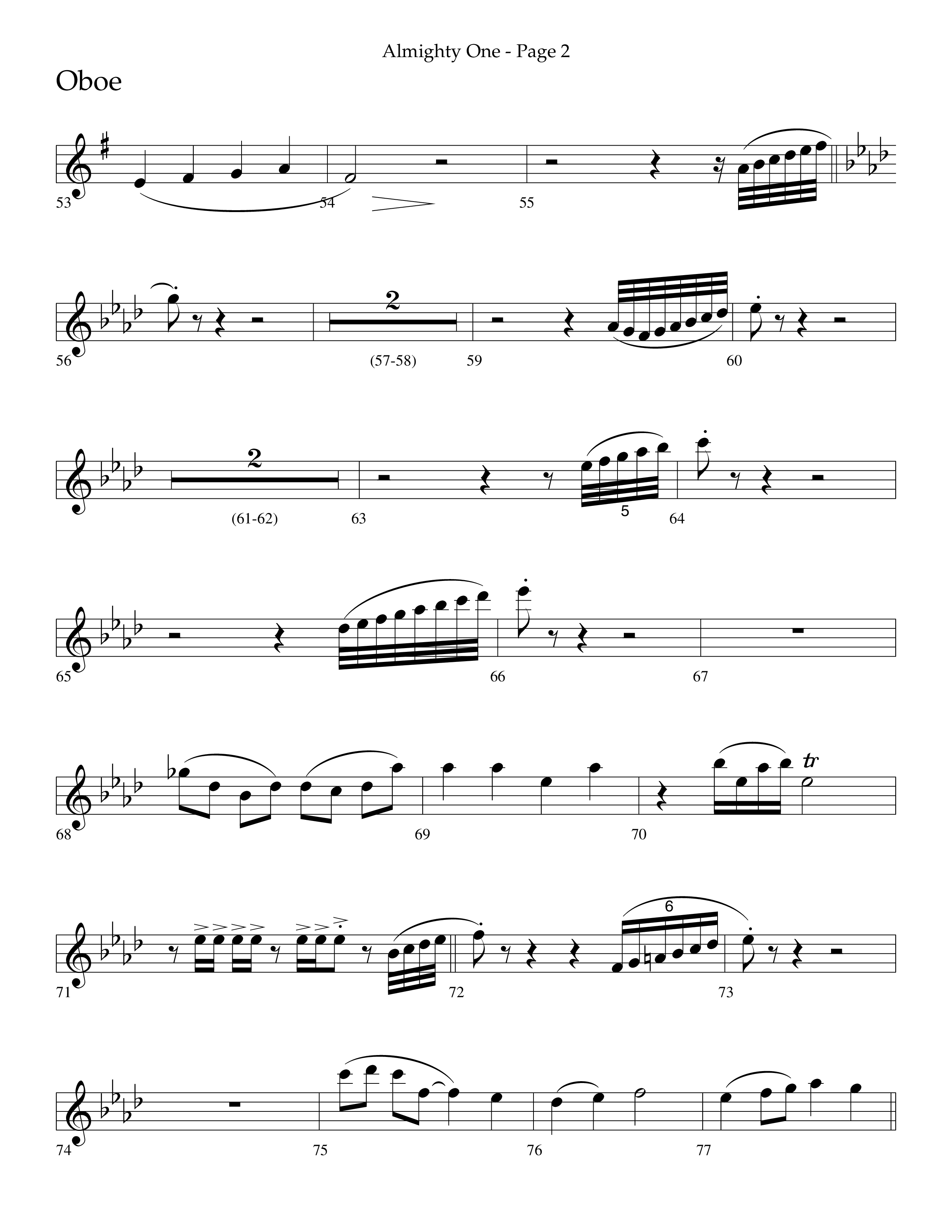 Almighty One (Choral Anthem SATB) Oboe (Lifeway Choral / Arr. Bradley Knight)