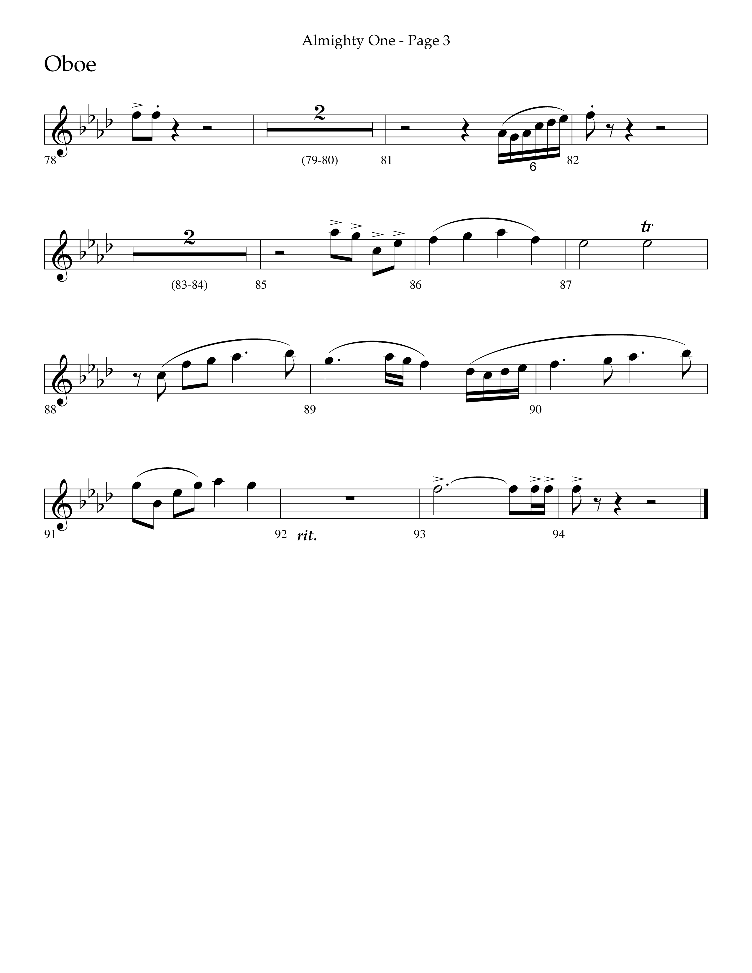 Almighty One (Choral Anthem SATB) Oboe (Lifeway Choral / Arr. Bradley Knight)