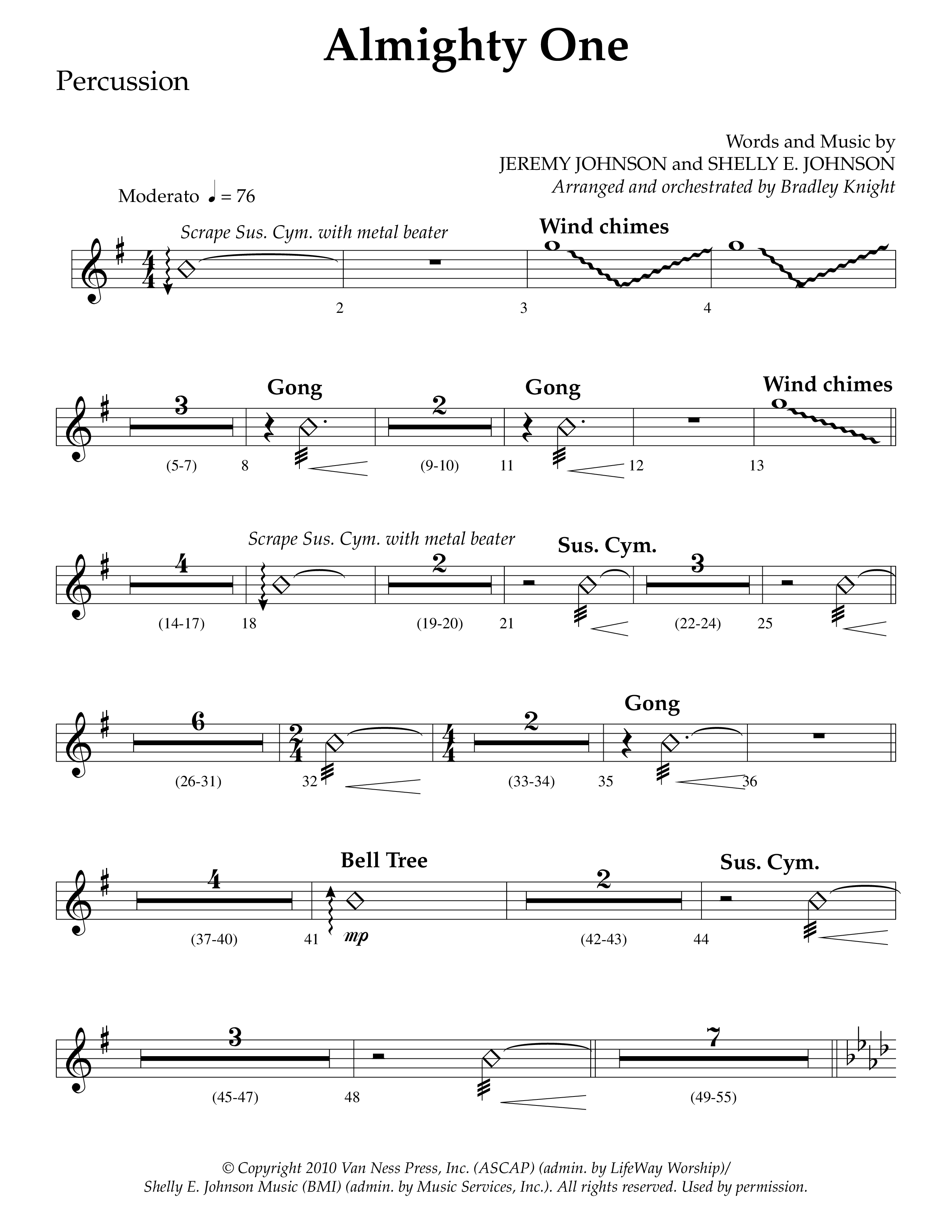 Almighty One (Choral Anthem SATB) Percussion (Lifeway Choral / Arr. Bradley Knight)