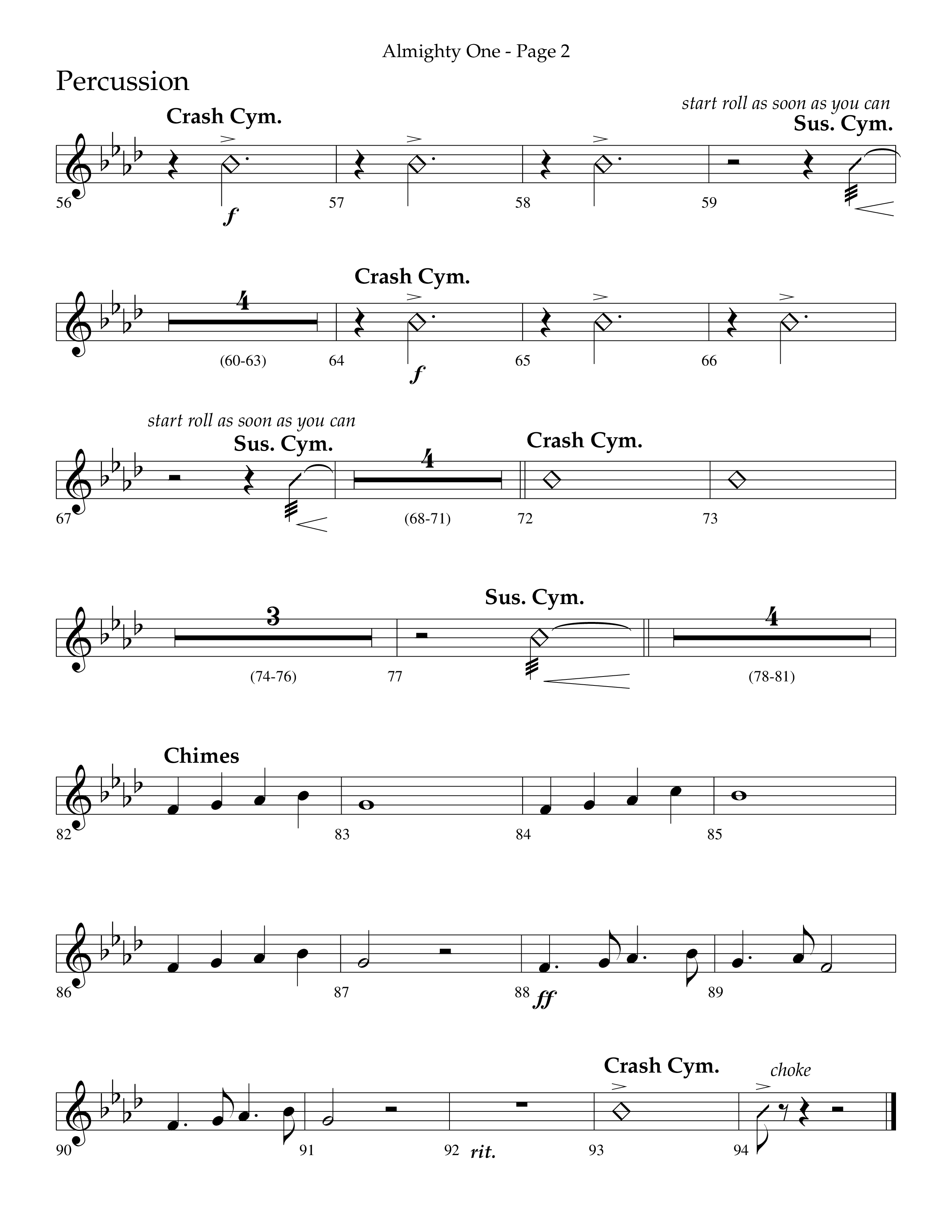 Almighty One (Choral Anthem SATB) Percussion (Lifeway Choral / Arr. Bradley Knight)
