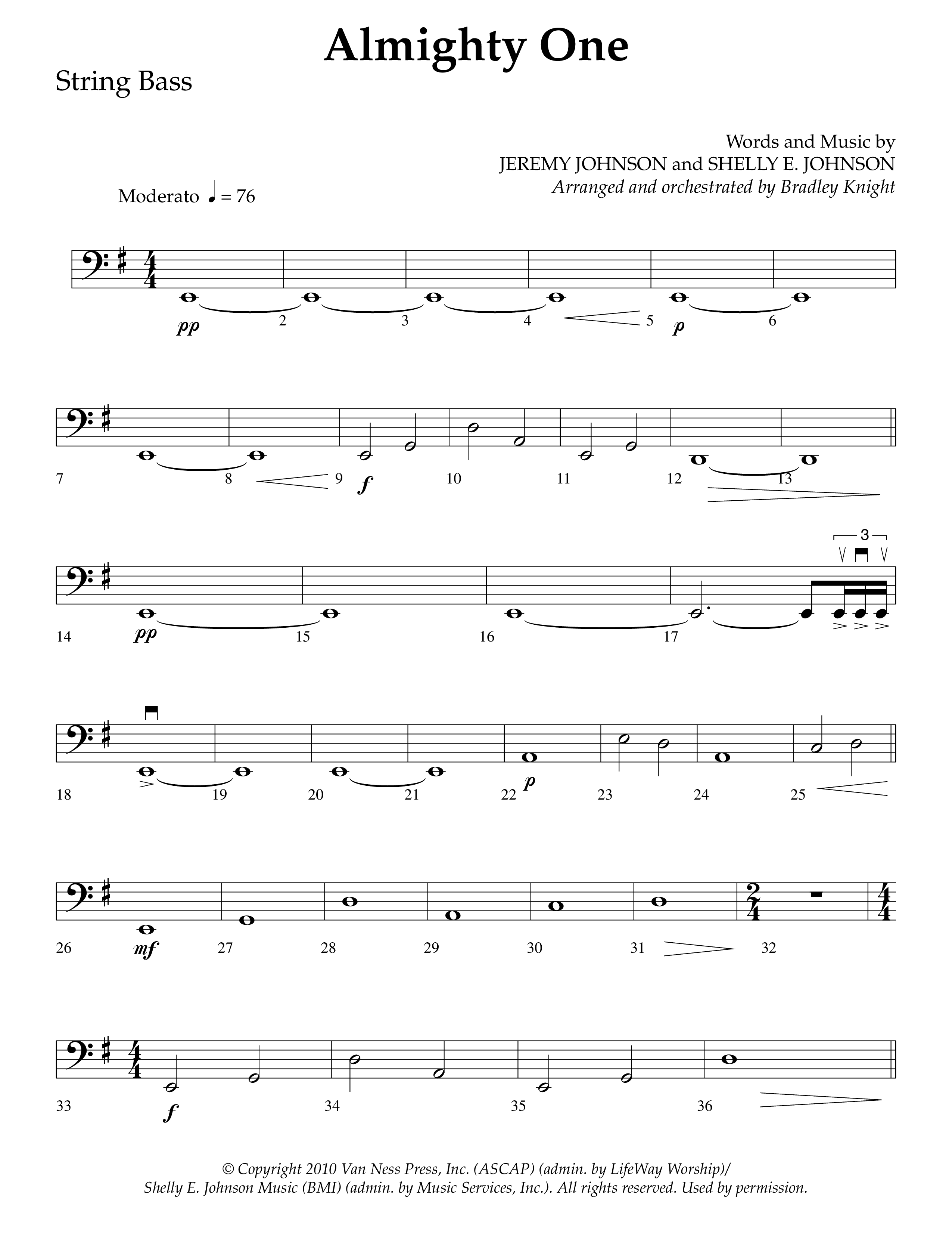 Almighty One (Choral Anthem SATB) String Bass (Lifeway Choral / Arr. Bradley Knight)