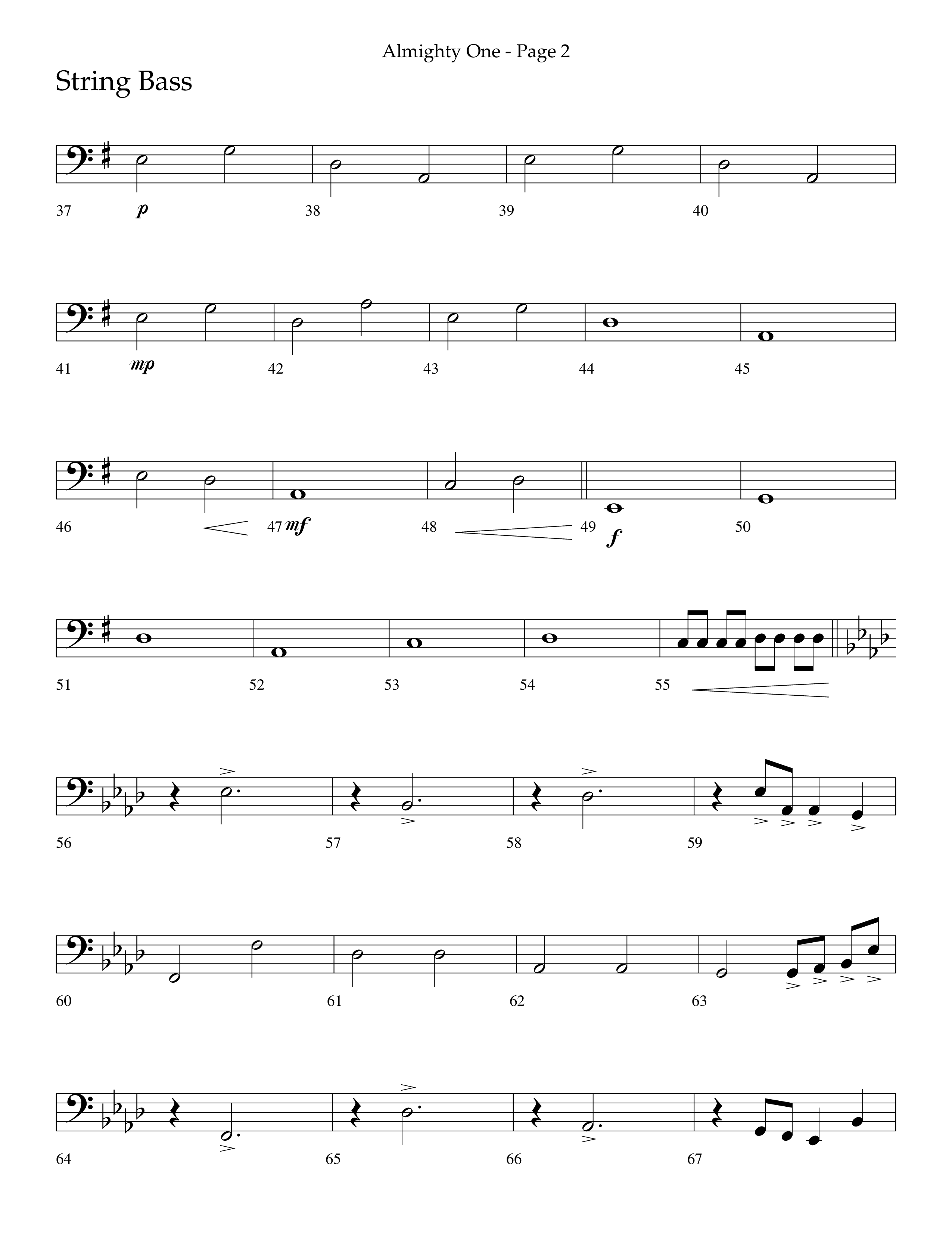 Almighty One (Choral Anthem SATB) String Bass (Lifeway Choral / Arr. Bradley Knight)