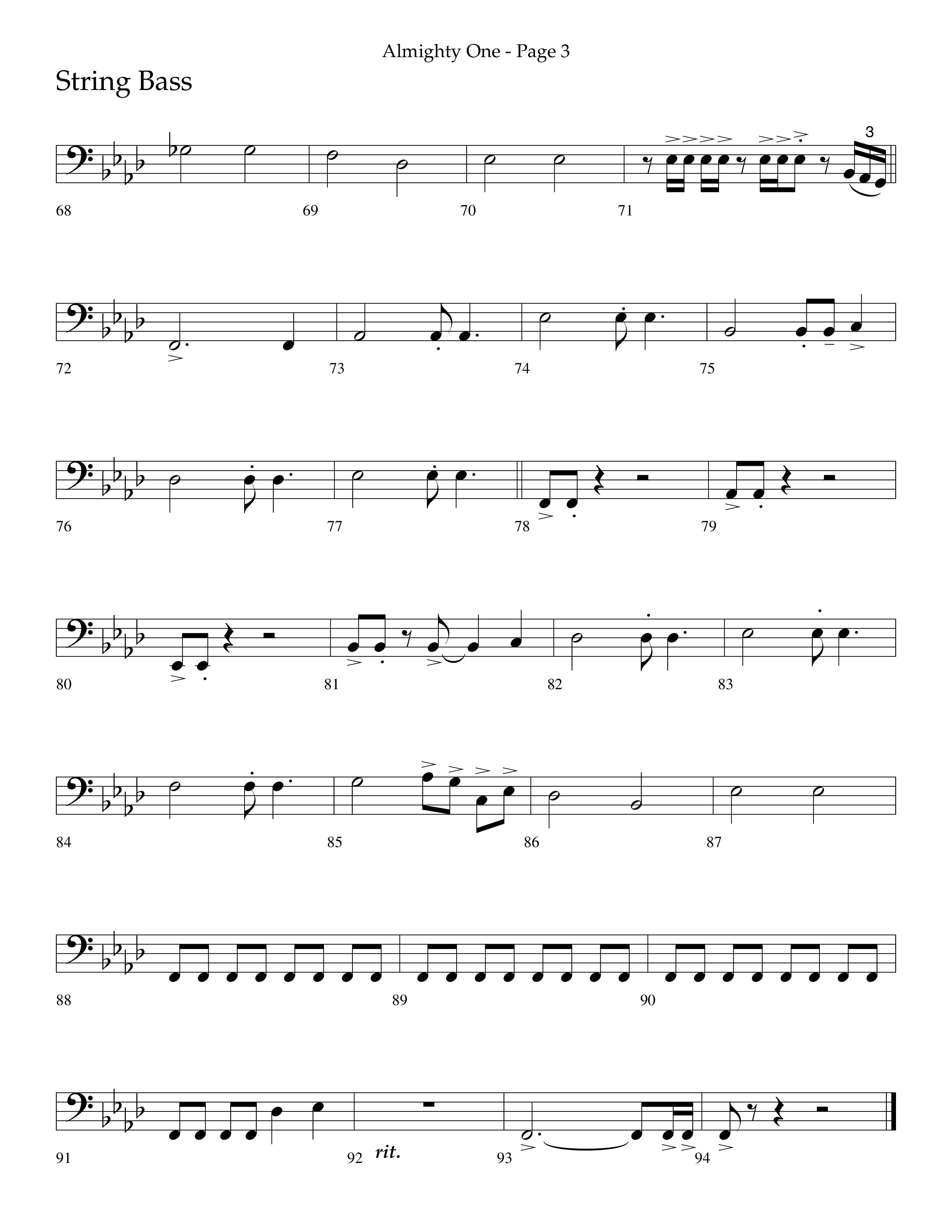 Almighty One (Choral Anthem SATB) String Bass (Lifeway Choral / Arr. Bradley Knight)