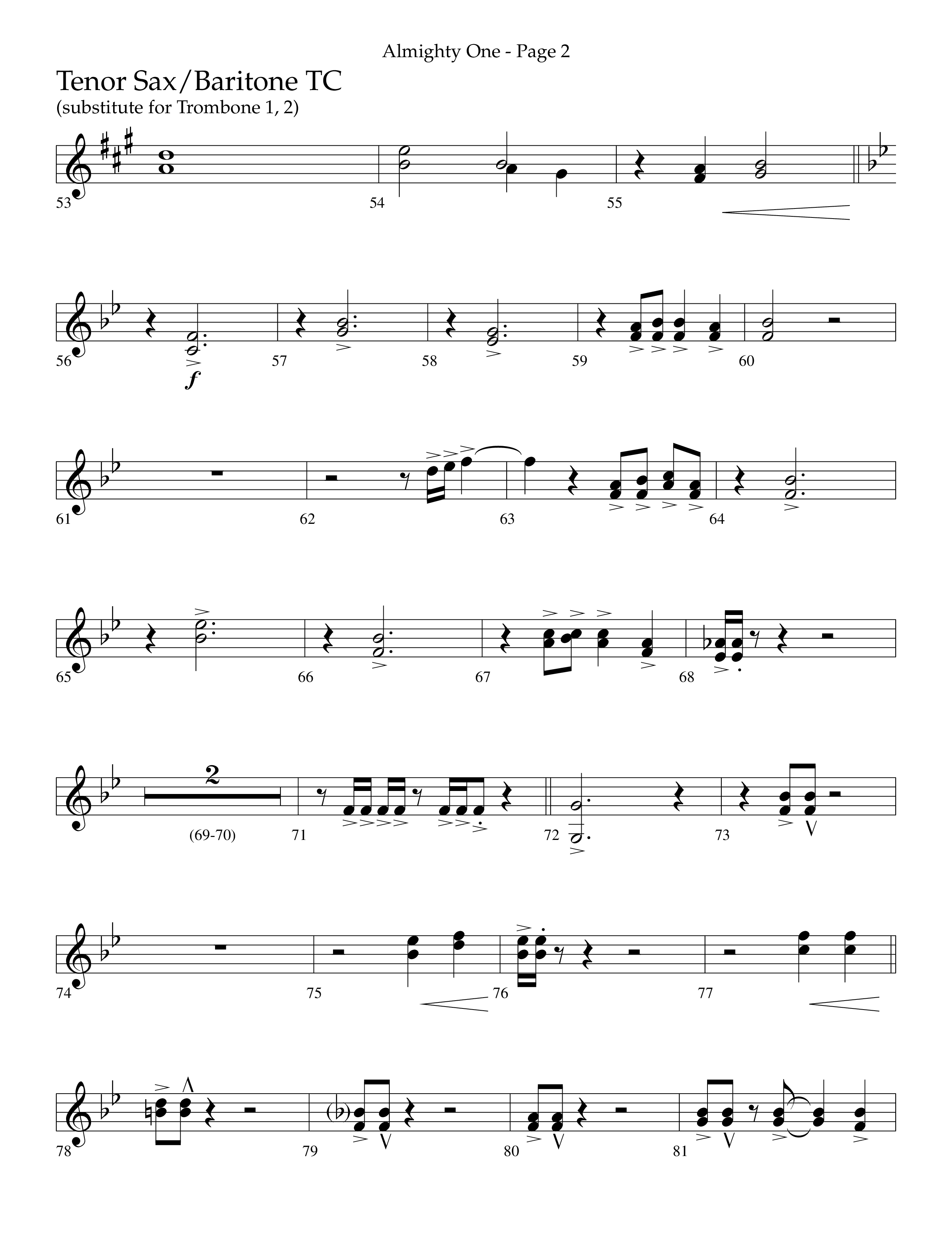 Almighty One (Choral Anthem SATB) Tenor Sax/Baritone T.C. (Lifeway Choral / Arr. Bradley Knight)
