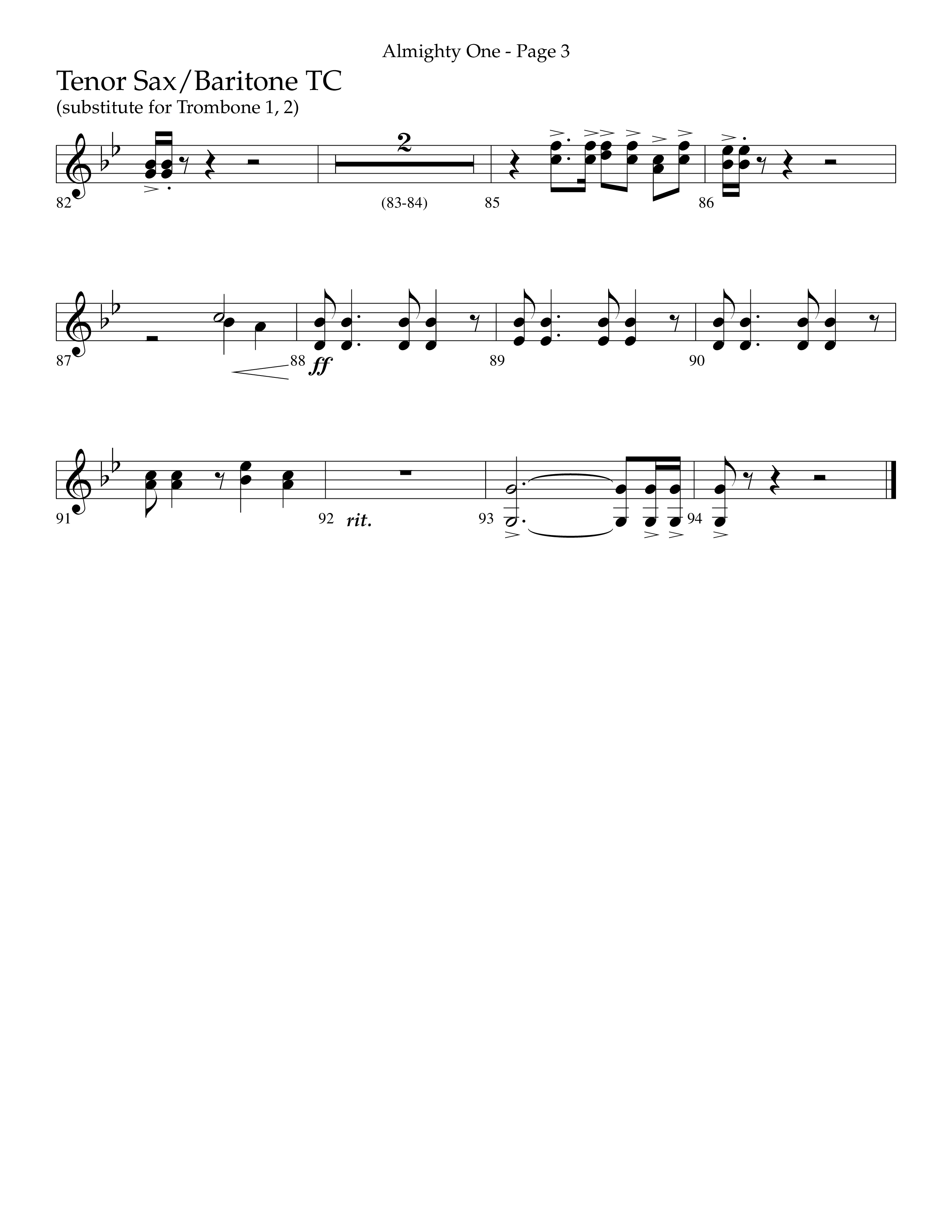 Almighty One (Choral Anthem SATB) Tenor Sax/Baritone T.C. (Lifeway Choral / Arr. Bradley Knight)