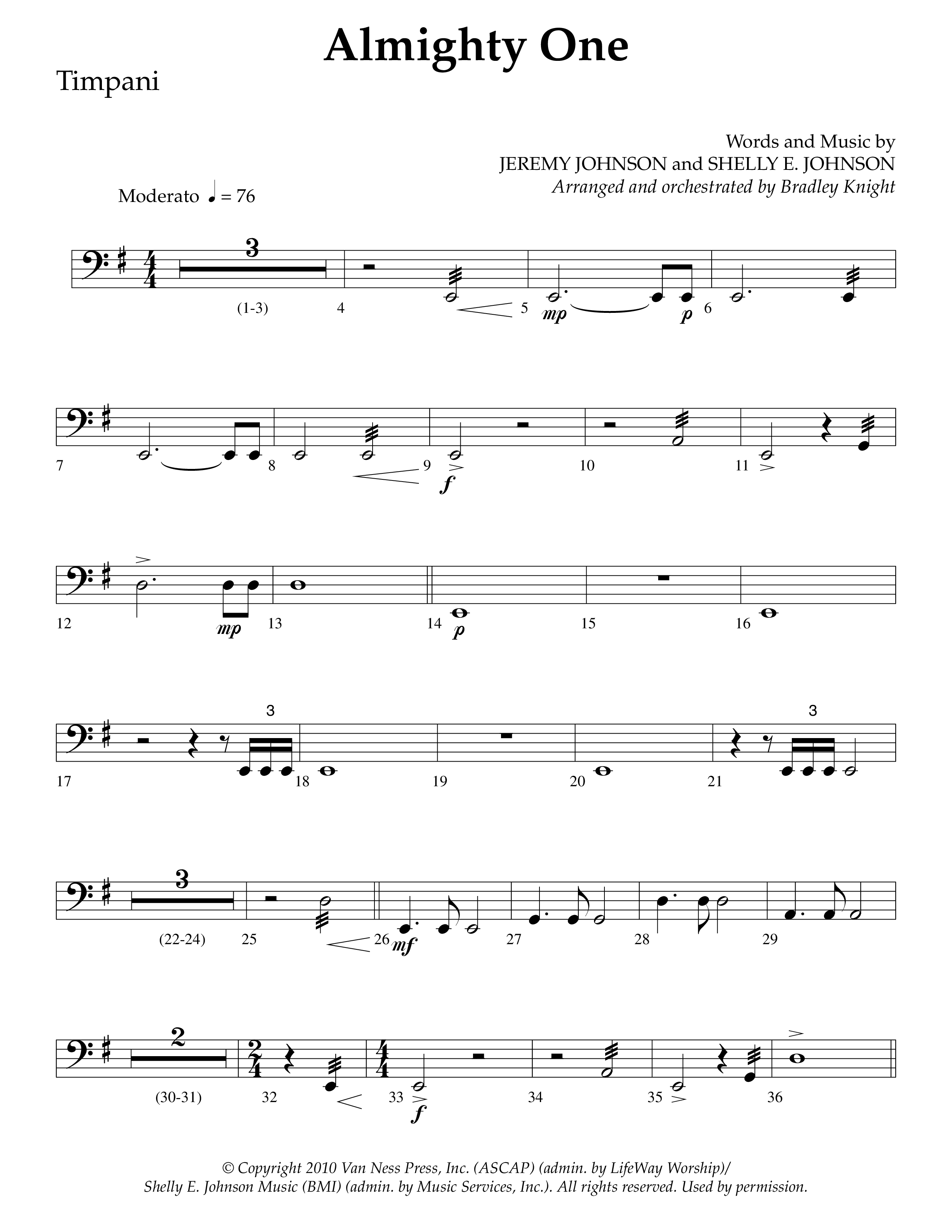 Almighty One (Choral Anthem SATB) Timpani (Lifeway Choral / Arr. Bradley Knight)