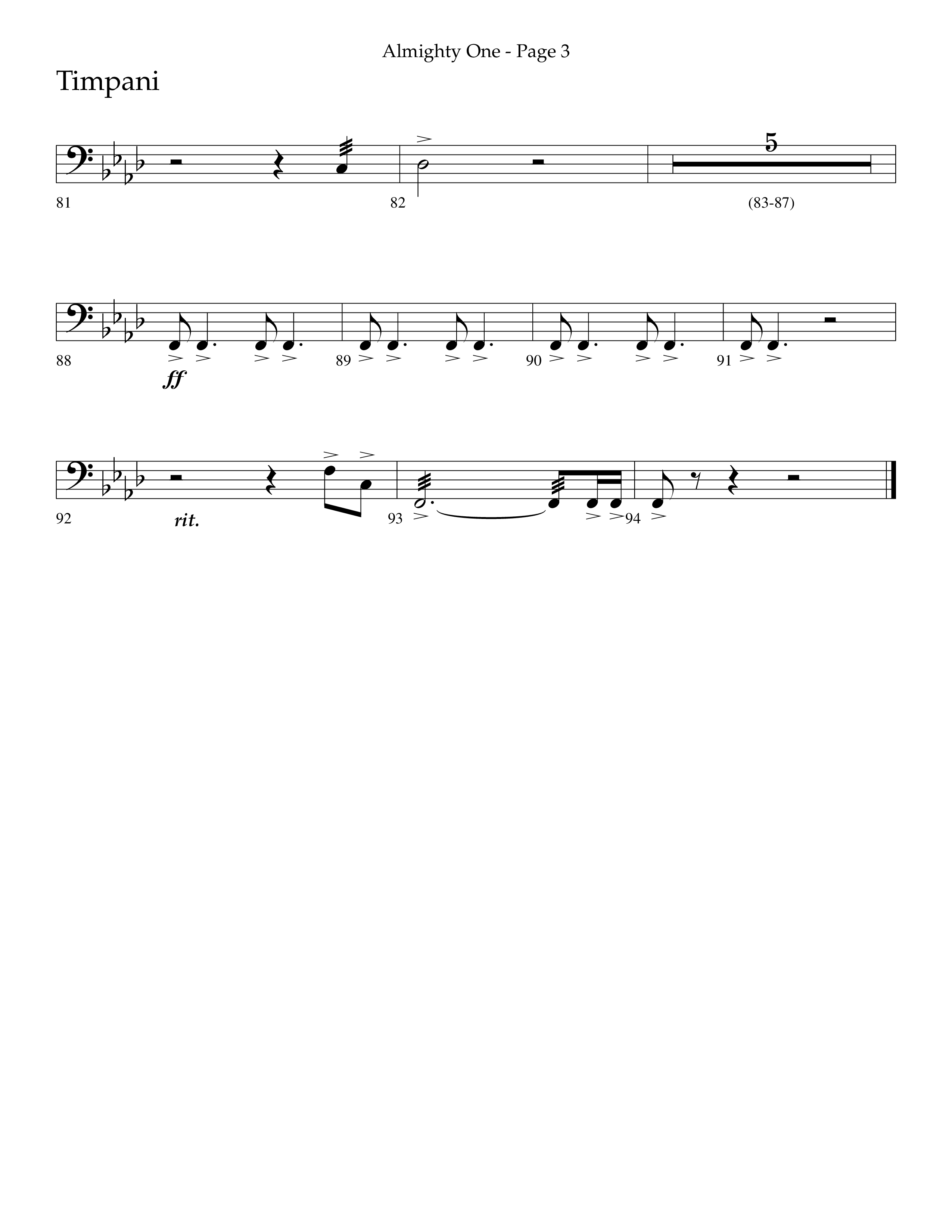 Almighty One (Choral Anthem SATB) Timpani (Lifeway Choral / Arr. Bradley Knight)