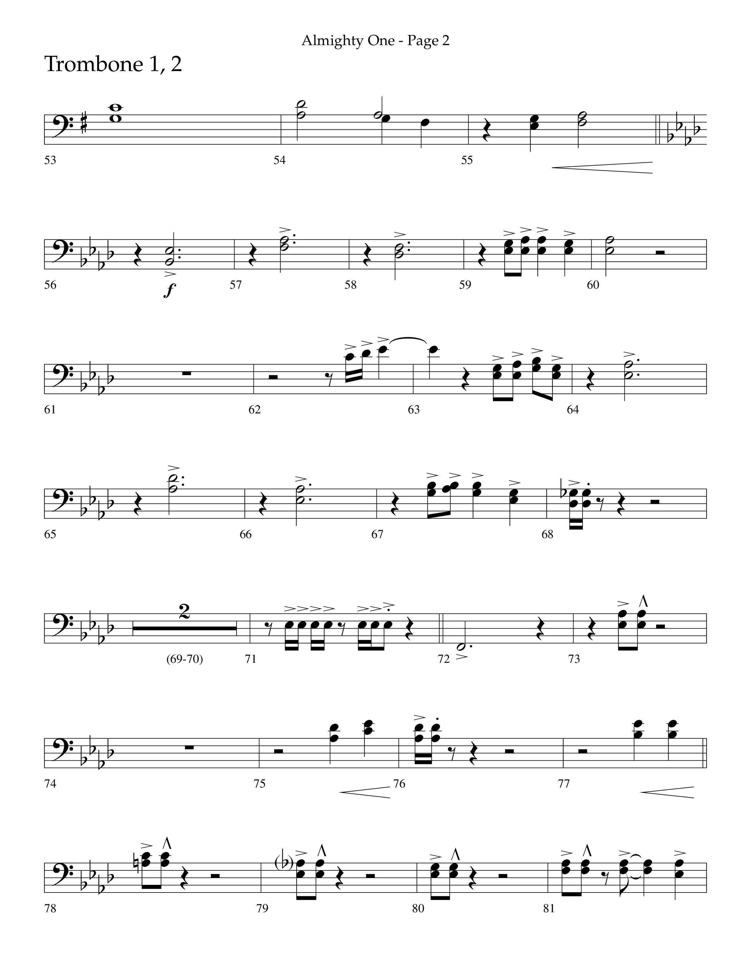 Almighty One (Choral Anthem SATB) Trombone 1/2 (Lifeway Choral / Arr. Bradley Knight)
