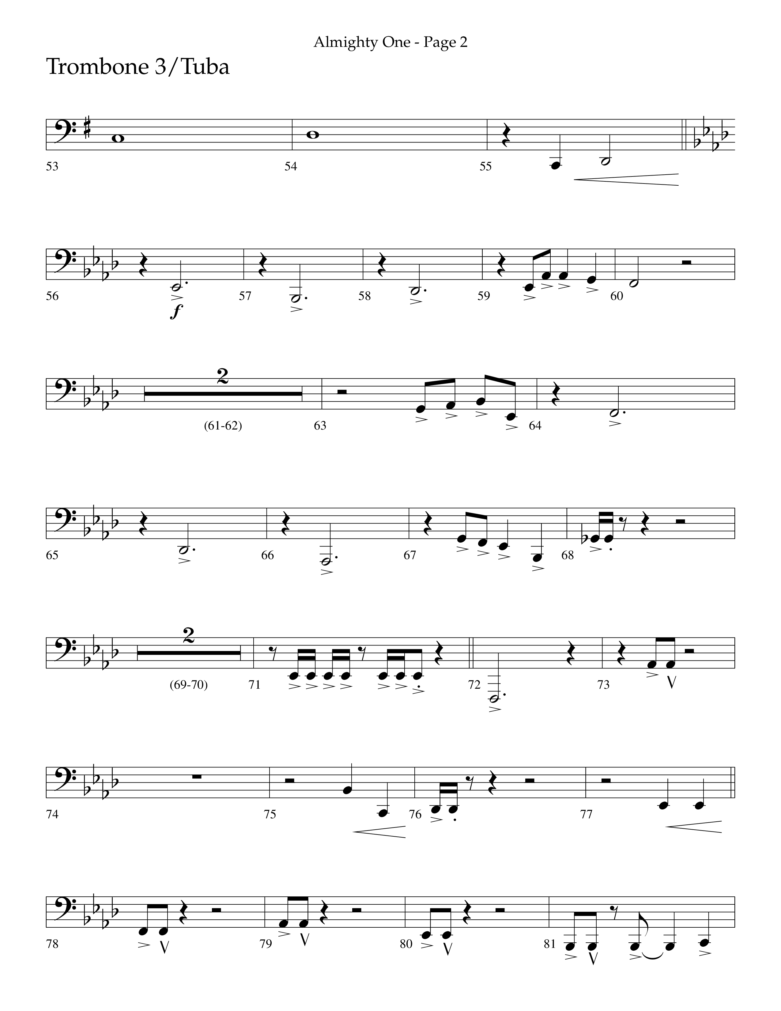 Almighty One (Choral Anthem SATB) Trombone 3/Tuba (Lifeway Choral / Arr. Bradley Knight)