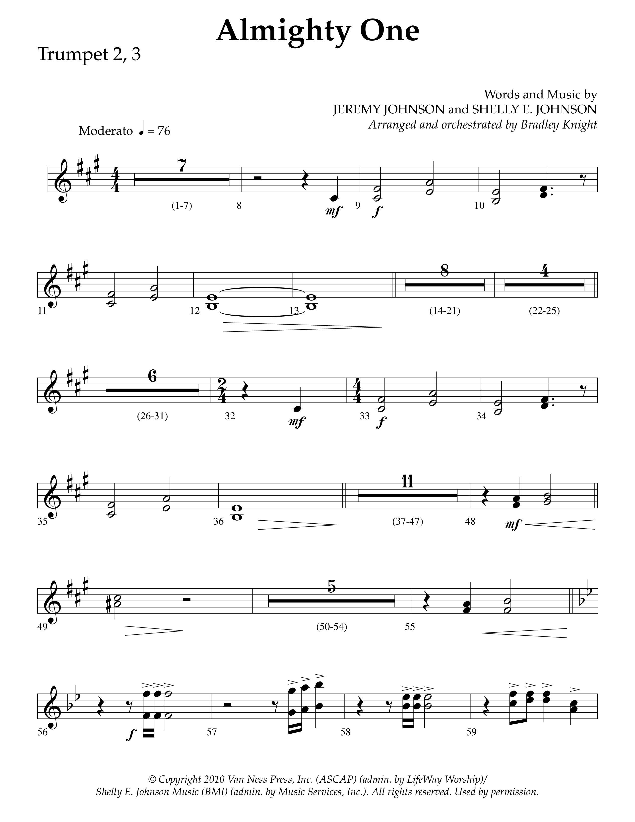 Almighty One (Choral Anthem SATB) Trumpet 2/3 (Lifeway Choral / Arr. Bradley Knight)