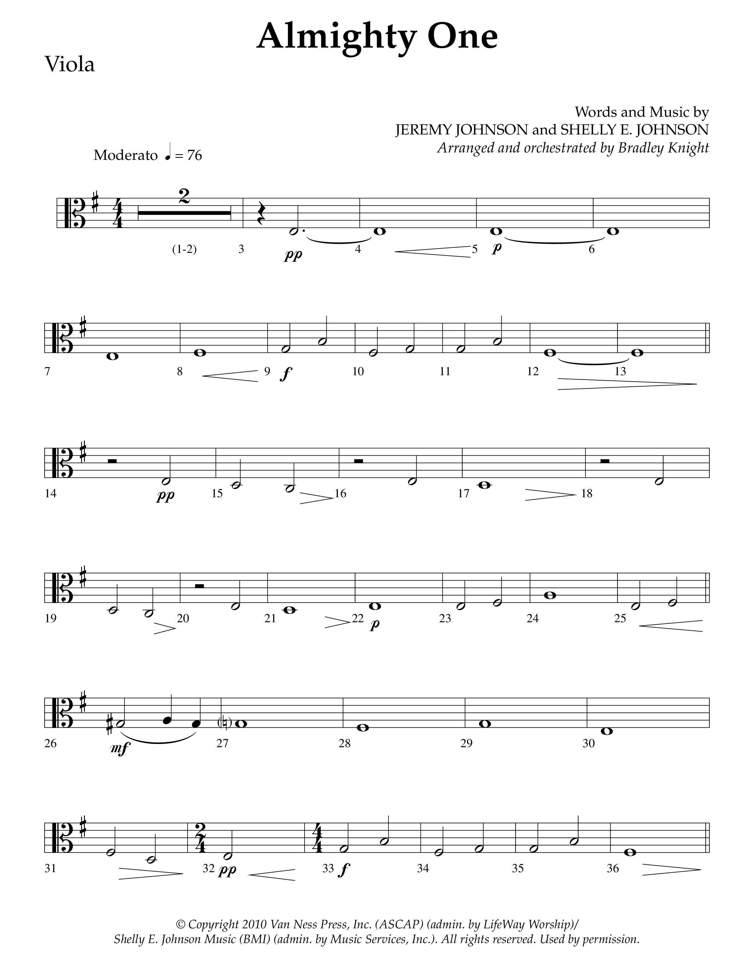 Almighty One (Choral Anthem SATB) Viola (Lifeway Choral / Arr. Bradley Knight)
