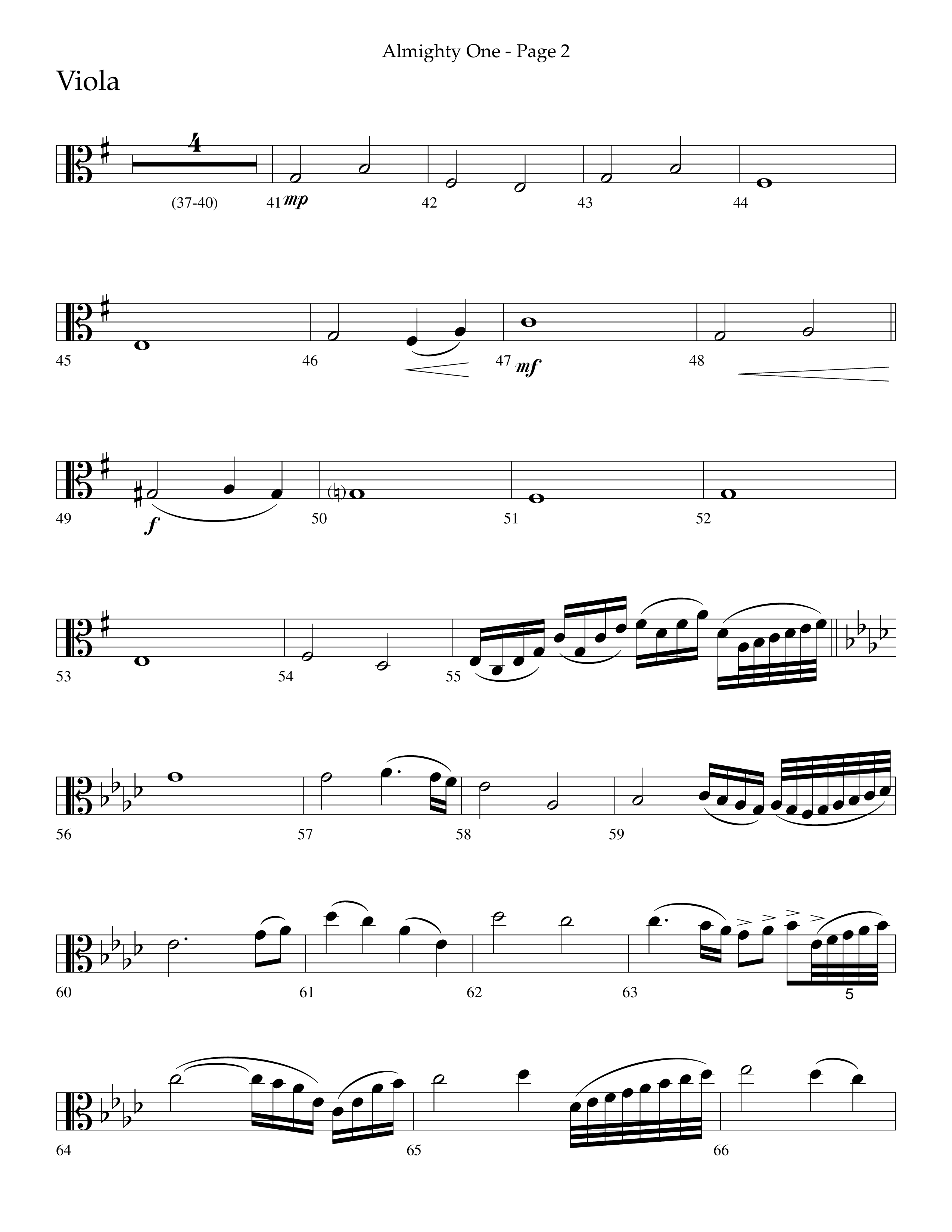Almighty One (Choral Anthem SATB) Viola (Lifeway Choral / Arr. Bradley Knight)