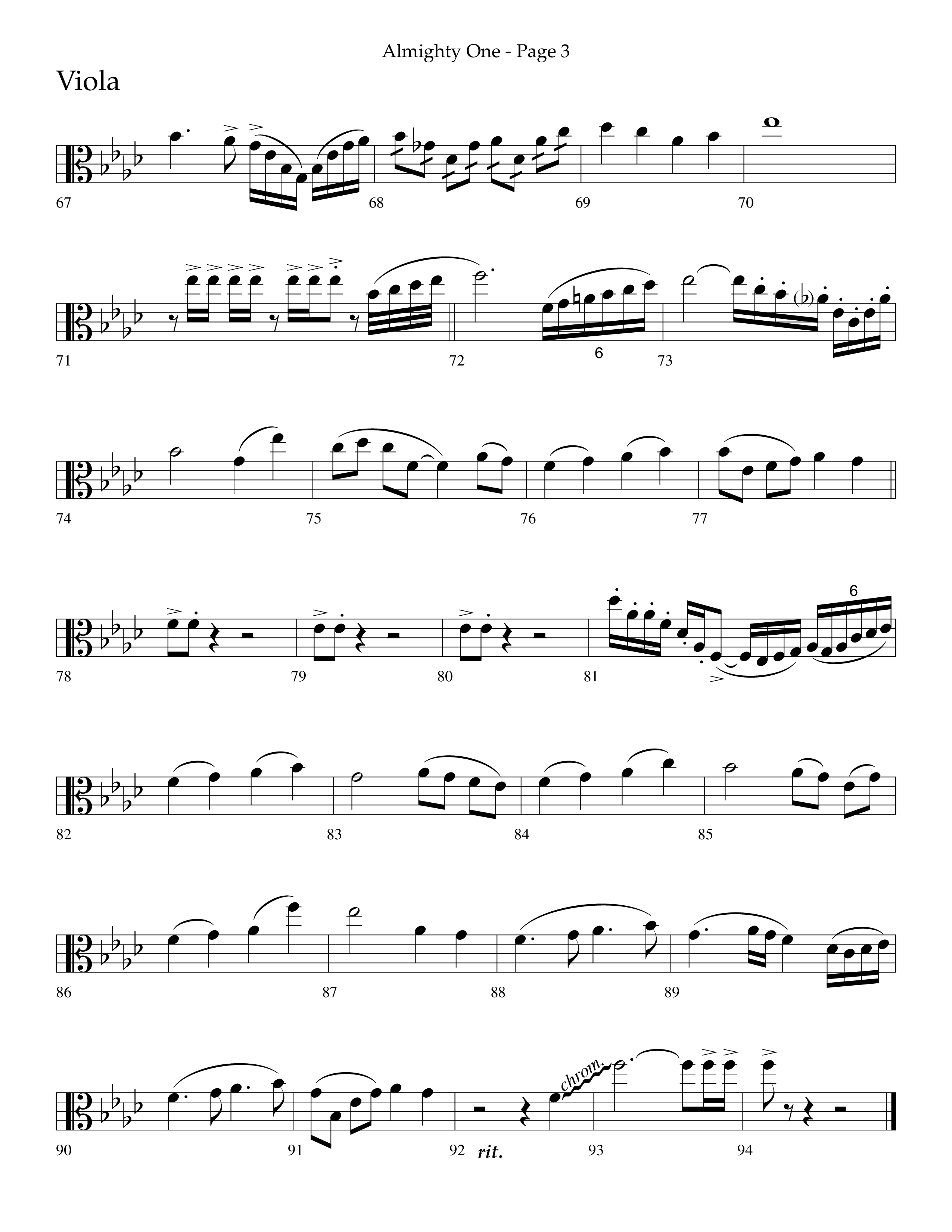 Almighty One (Choral Anthem SATB) Viola (Lifeway Choral / Arr. Bradley Knight)