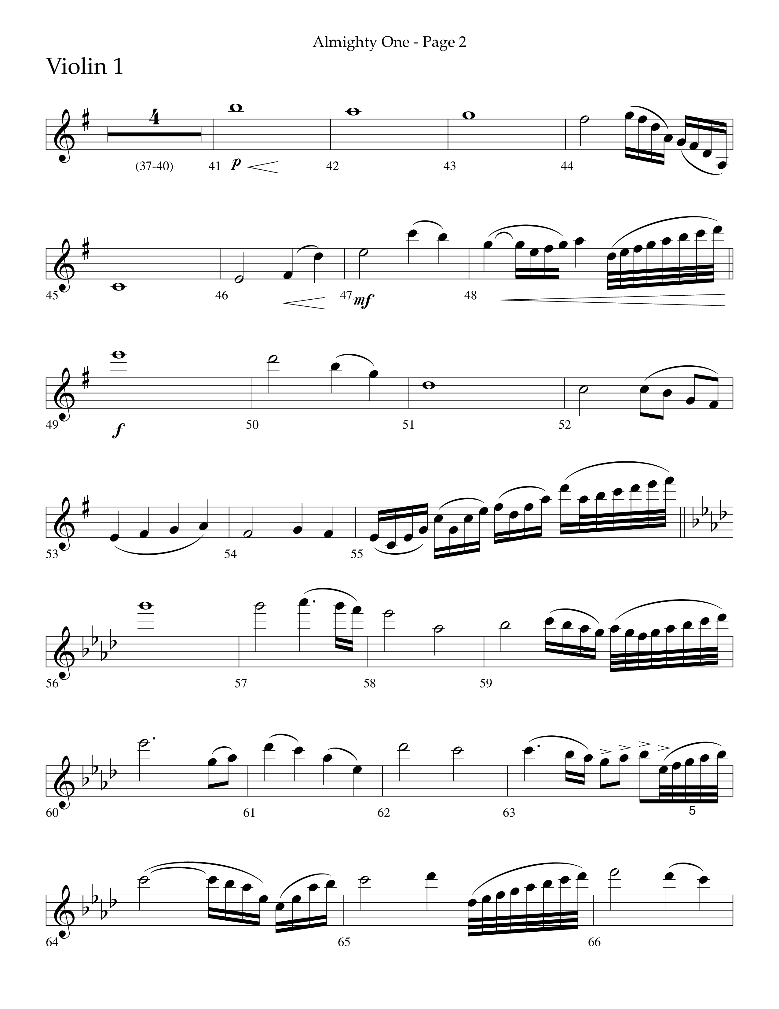 Almighty One (Choral Anthem SATB) Violin 1 (Lifeway Choral / Arr. Bradley Knight)