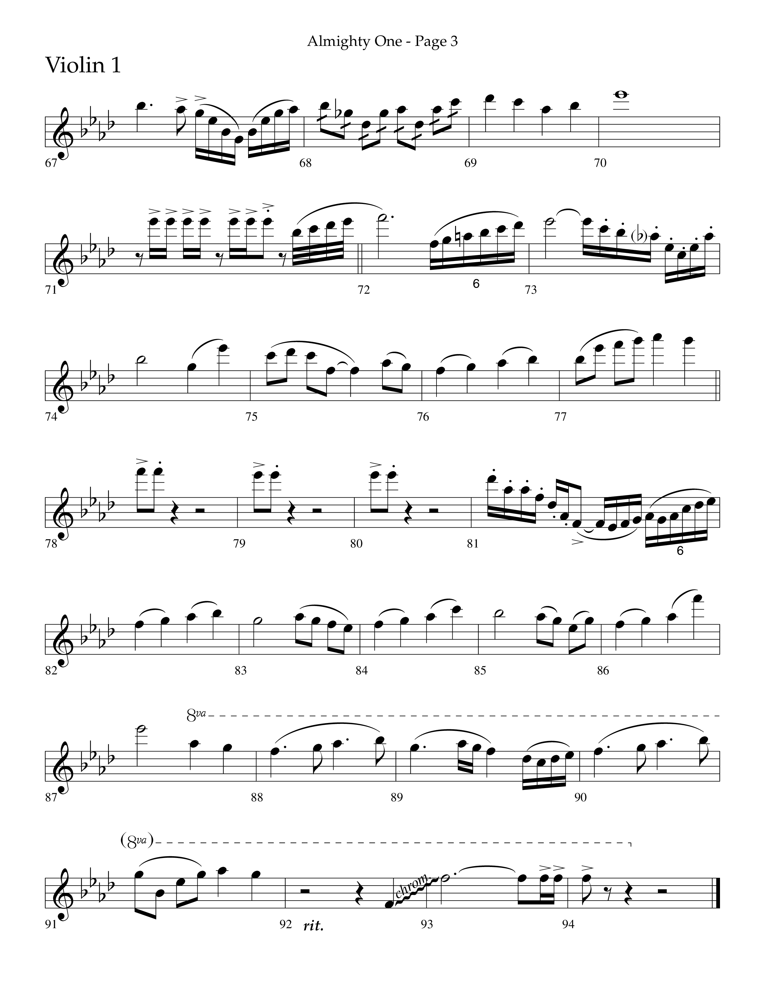 Almighty One (Choral Anthem SATB) Violin 1 (Lifeway Choral / Arr. Bradley Knight)
