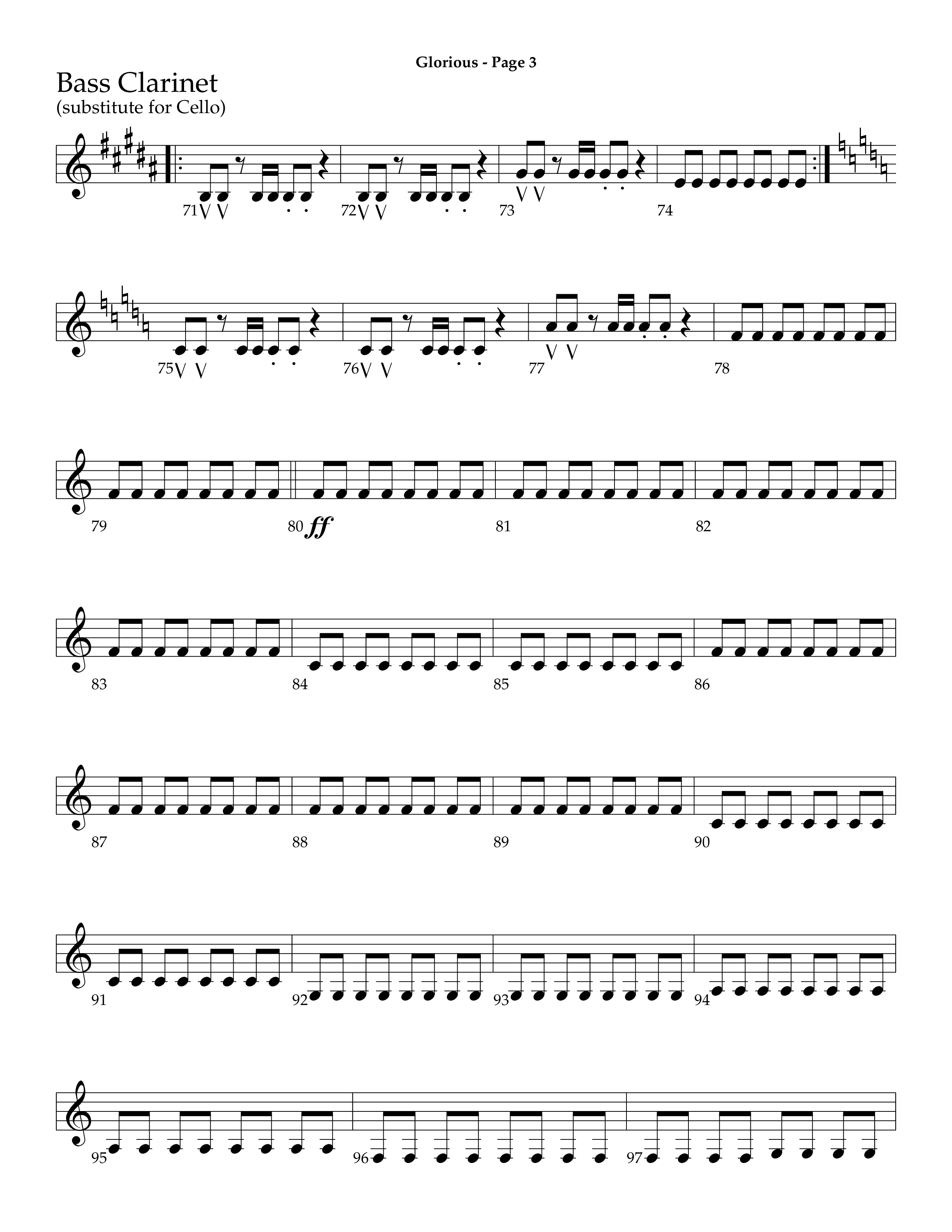 Glorious (Choral Anthem SATB) Bass Clarinet (Lifeway Choral / Arr. Dave Williamson)