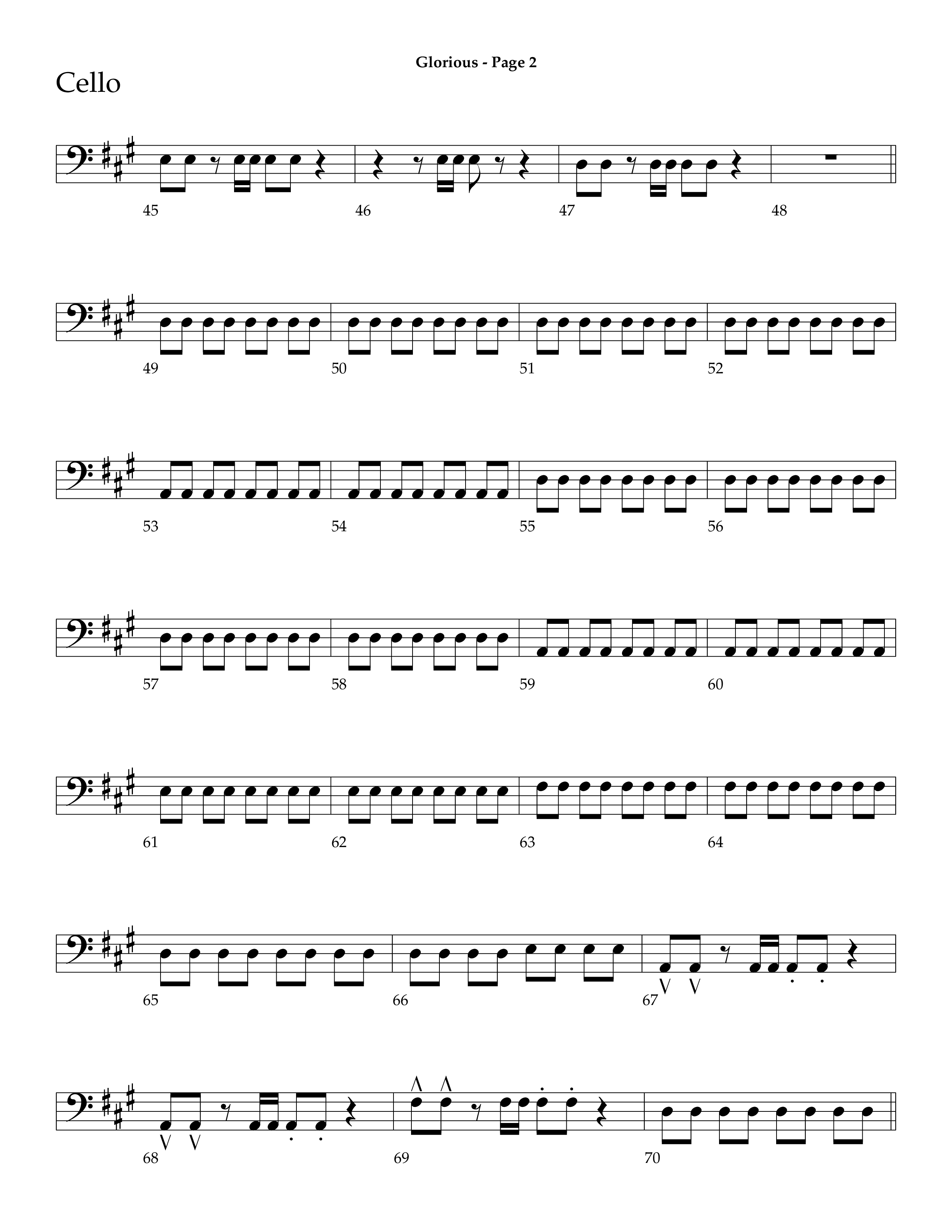 Glorious (Choral Anthem SATB) Cello (Lifeway Choral / Arr. Dave Williamson)