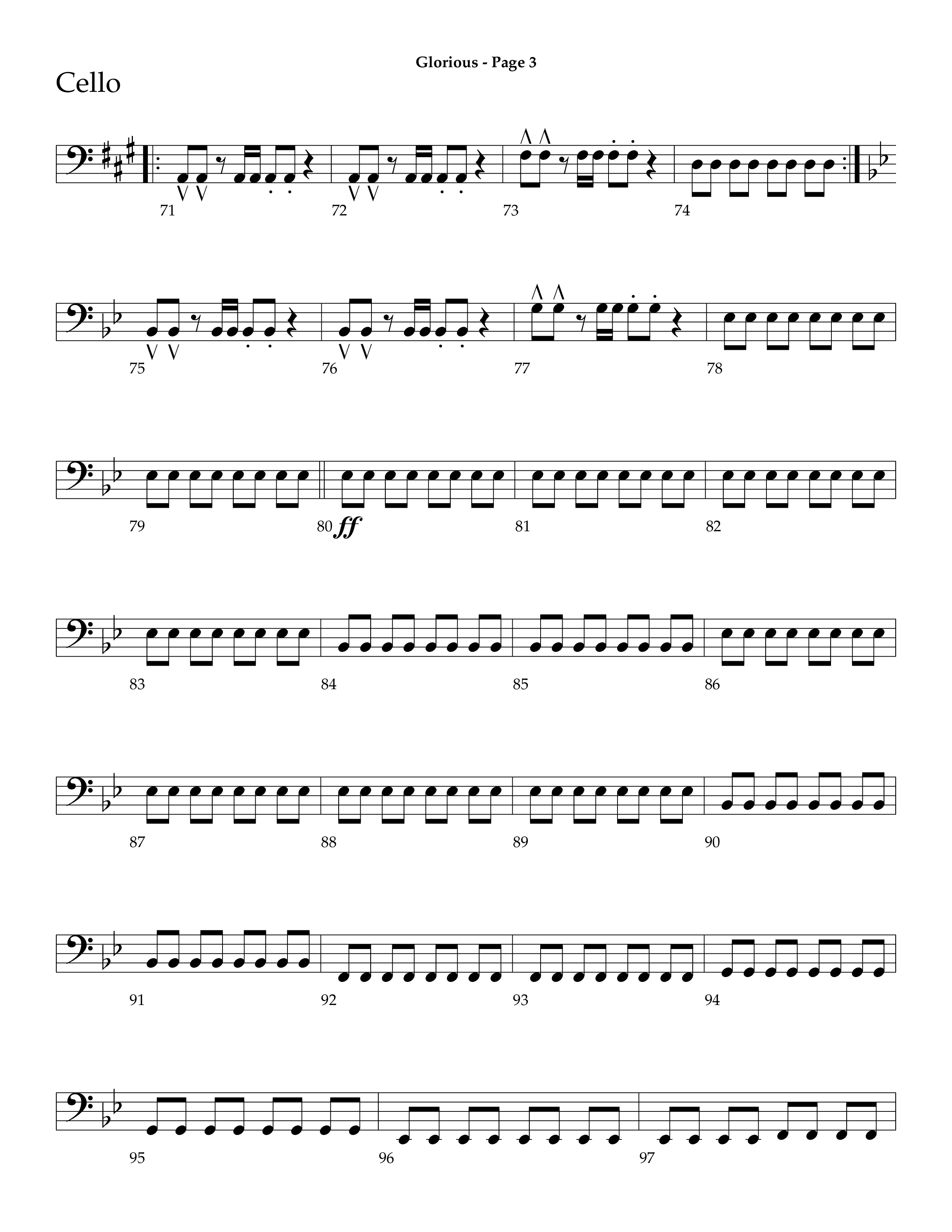 Glorious (Choral Anthem SATB) Cello (Lifeway Choral / Arr. Dave Williamson)