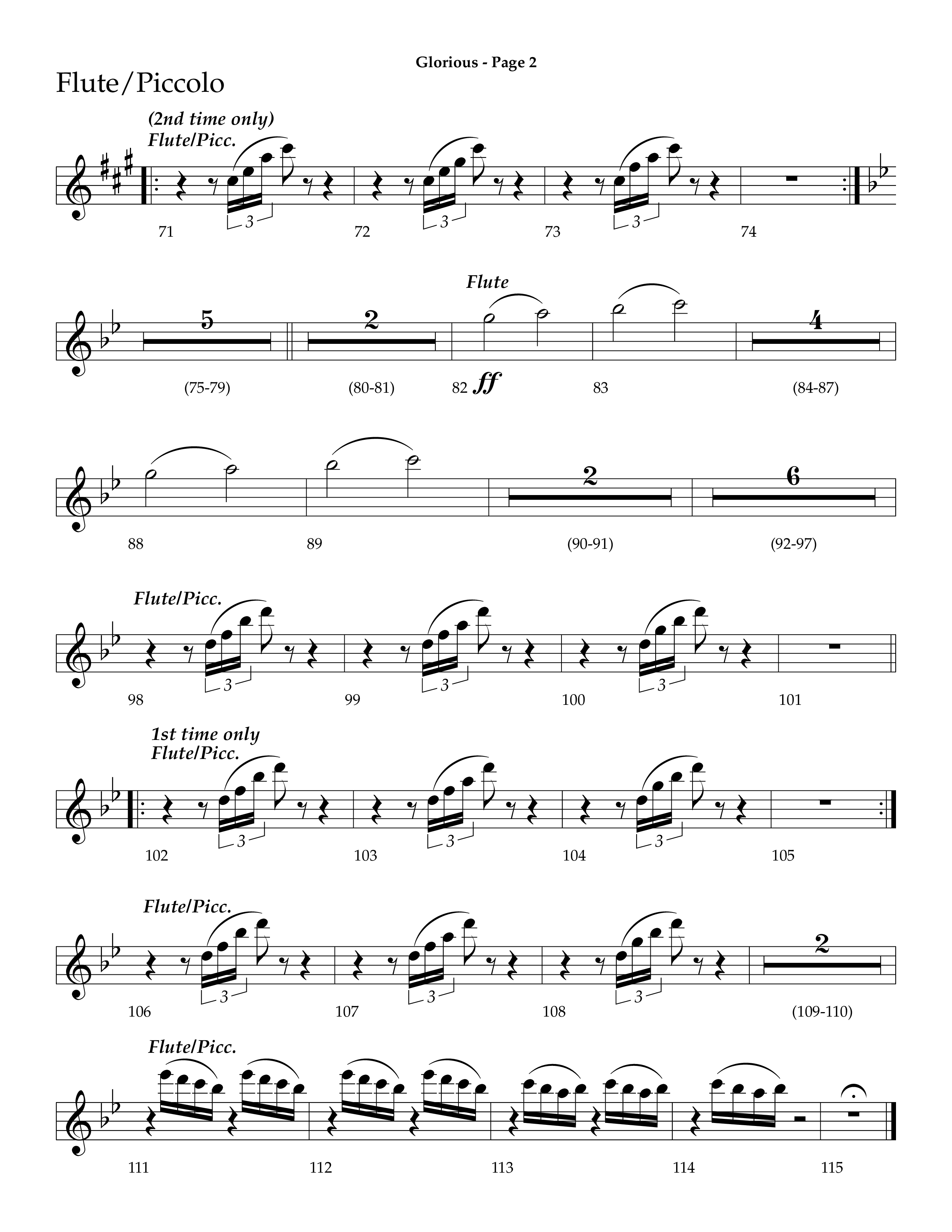 Glorious (Choral Anthem SATB) Flute/Piccolo (Lifeway Choral / Arr. Dave Williamson)