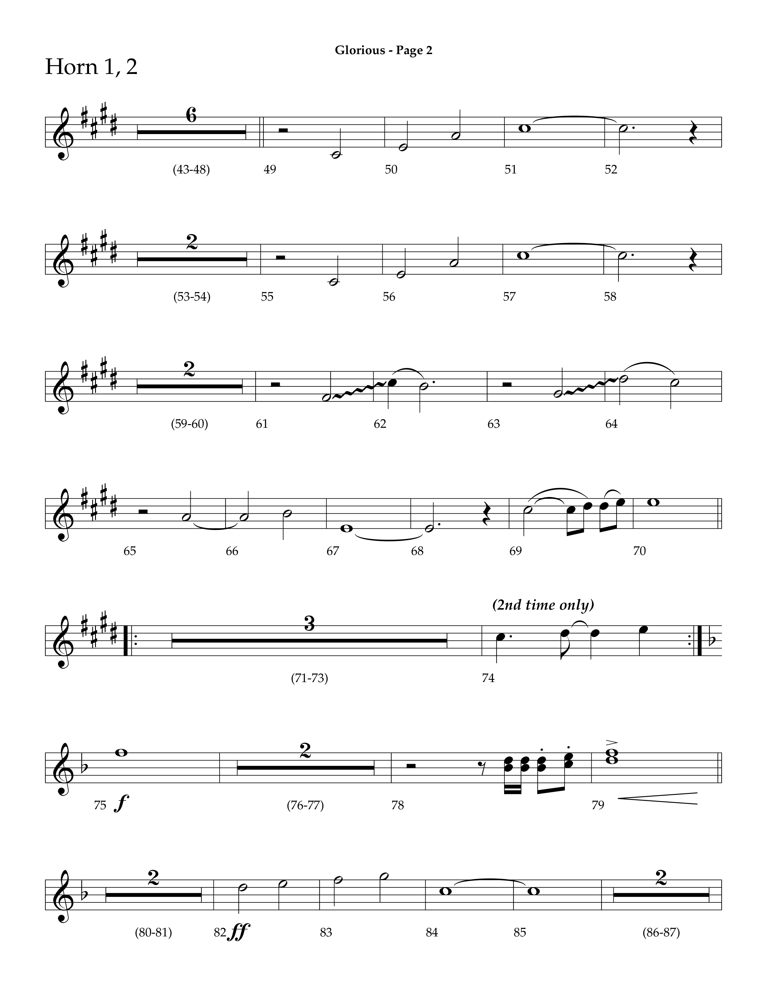 Glorious (Choral Anthem SATB) French Horn (Lifeway Choral / Arr. Dave Williamson)