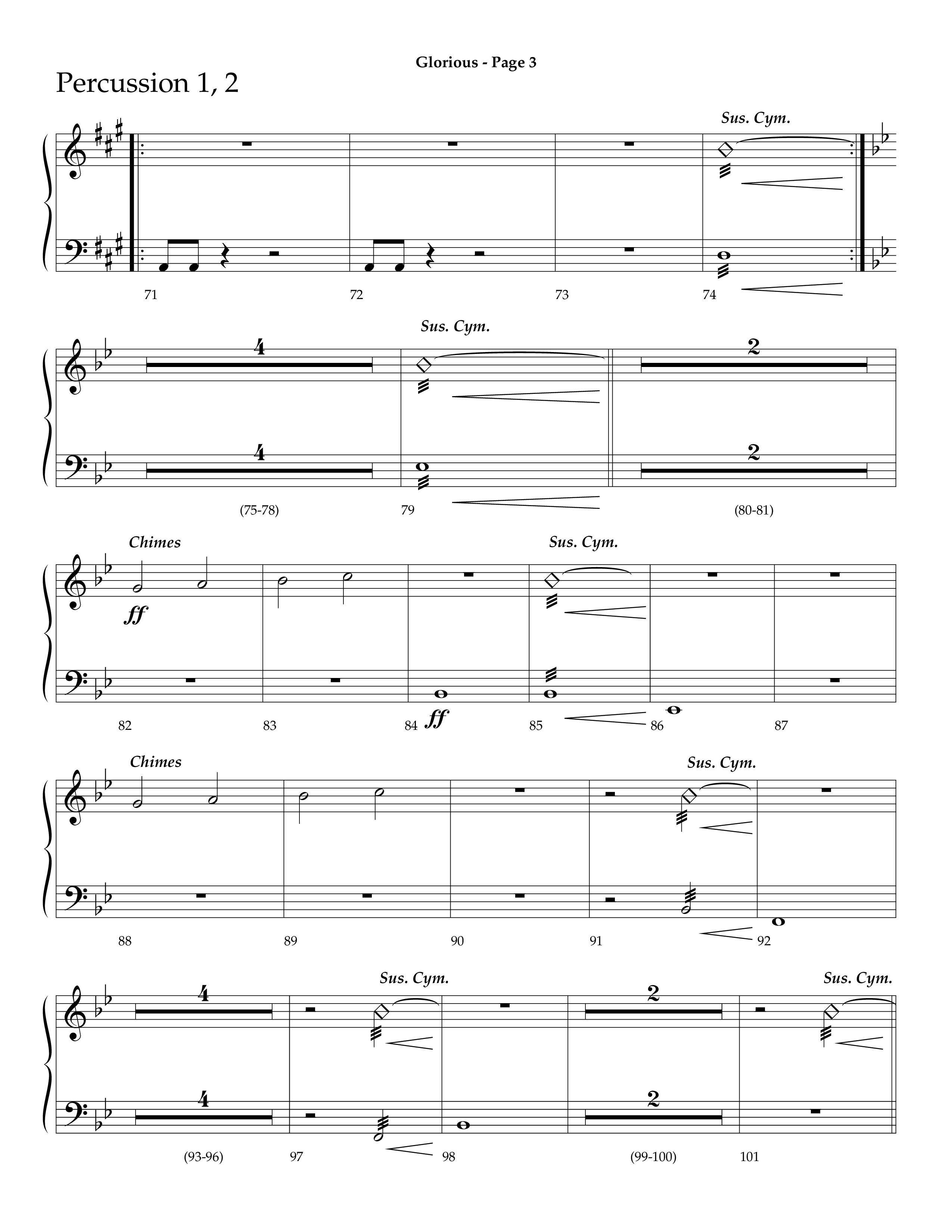 Glorious (Choral Anthem SATB) Percussion 1/2 (Lifeway Choral / Arr. Dave Williamson)