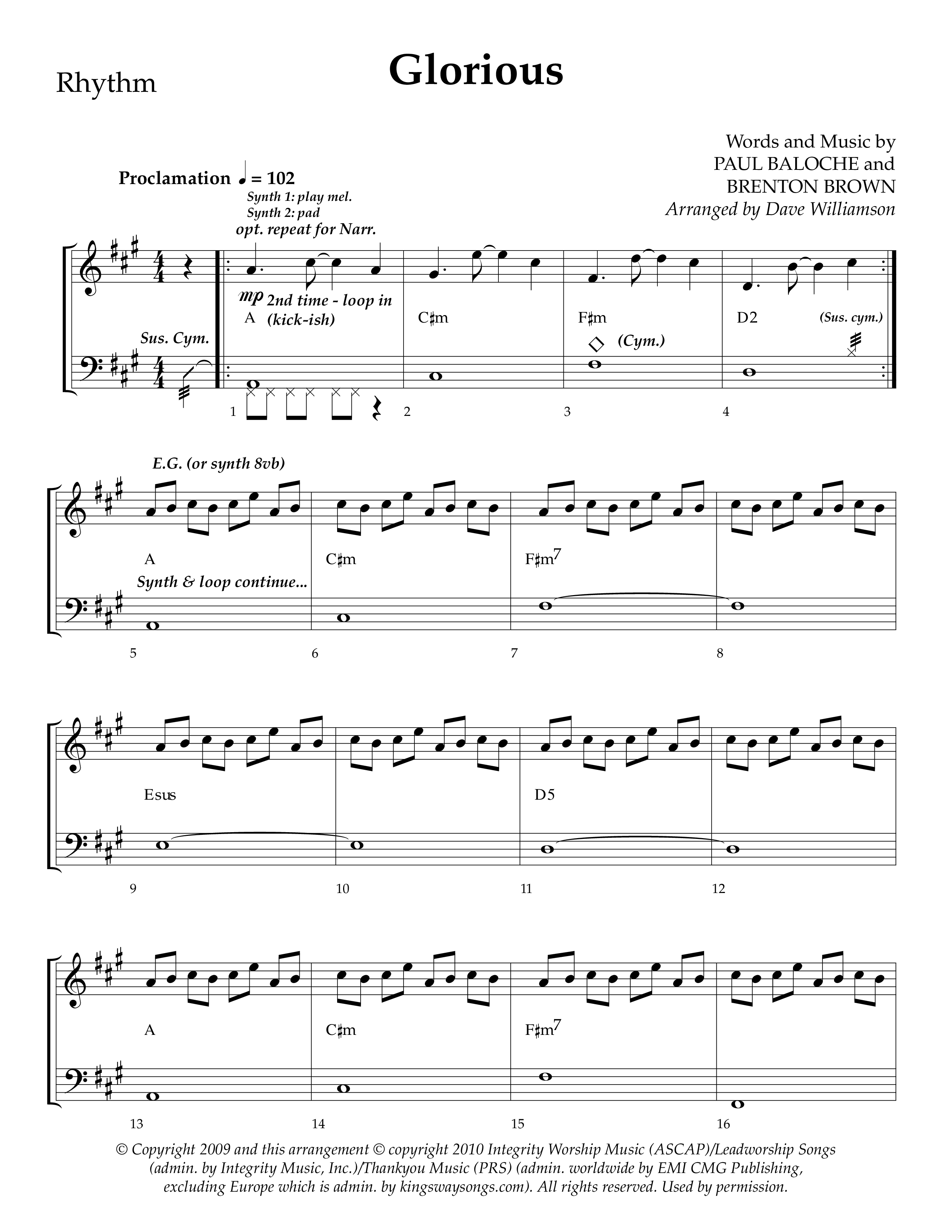 Glorious (Choral Anthem SATB) Lead Melody & Rhythm (Lifeway Choral / Arr. Dave Williamson)