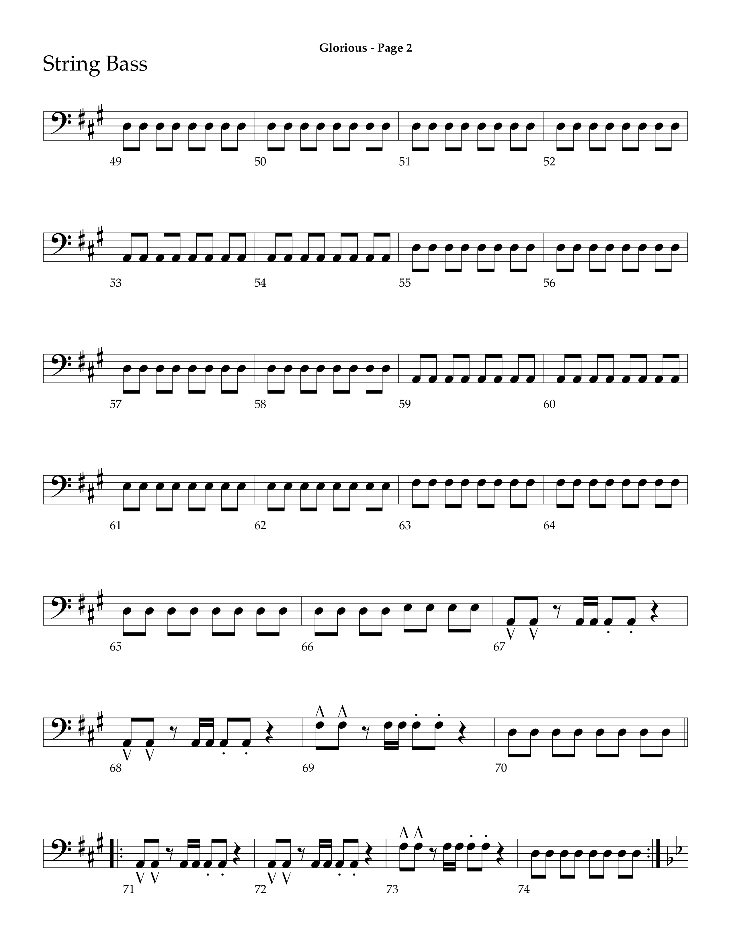 Glorious (Choral Anthem SATB) String Bass (Lifeway Choral / Arr. Dave Williamson)