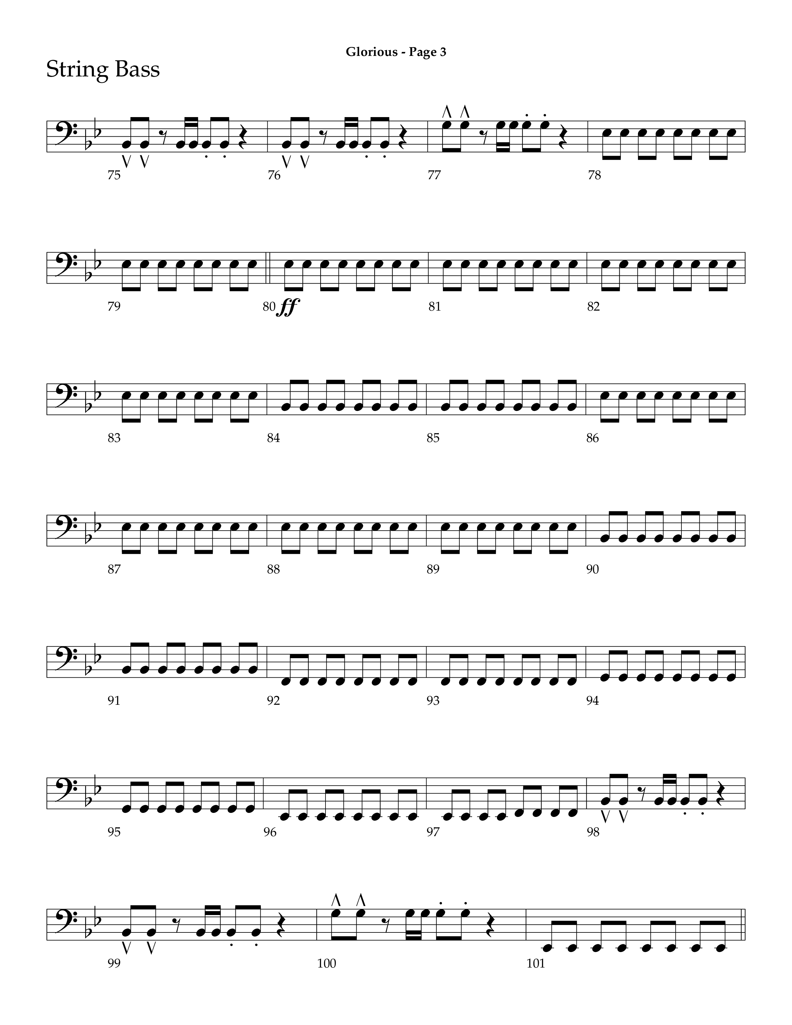 Glorious (Choral Anthem SATB) String Bass (Lifeway Choral / Arr. Dave Williamson)