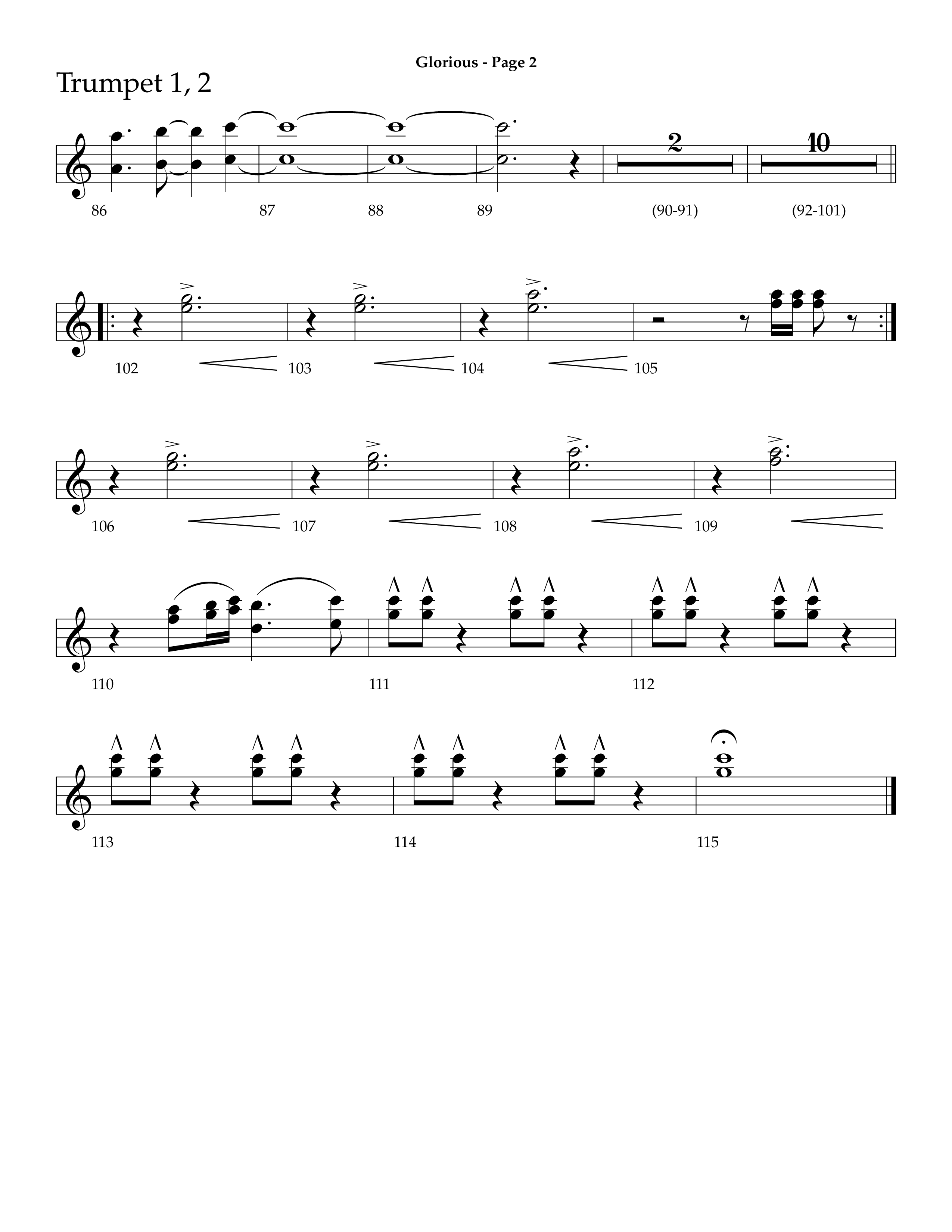 Glorious (Choral Anthem SATB) Trumpet 1,2 (Lifeway Choral / Arr. Dave Williamson)