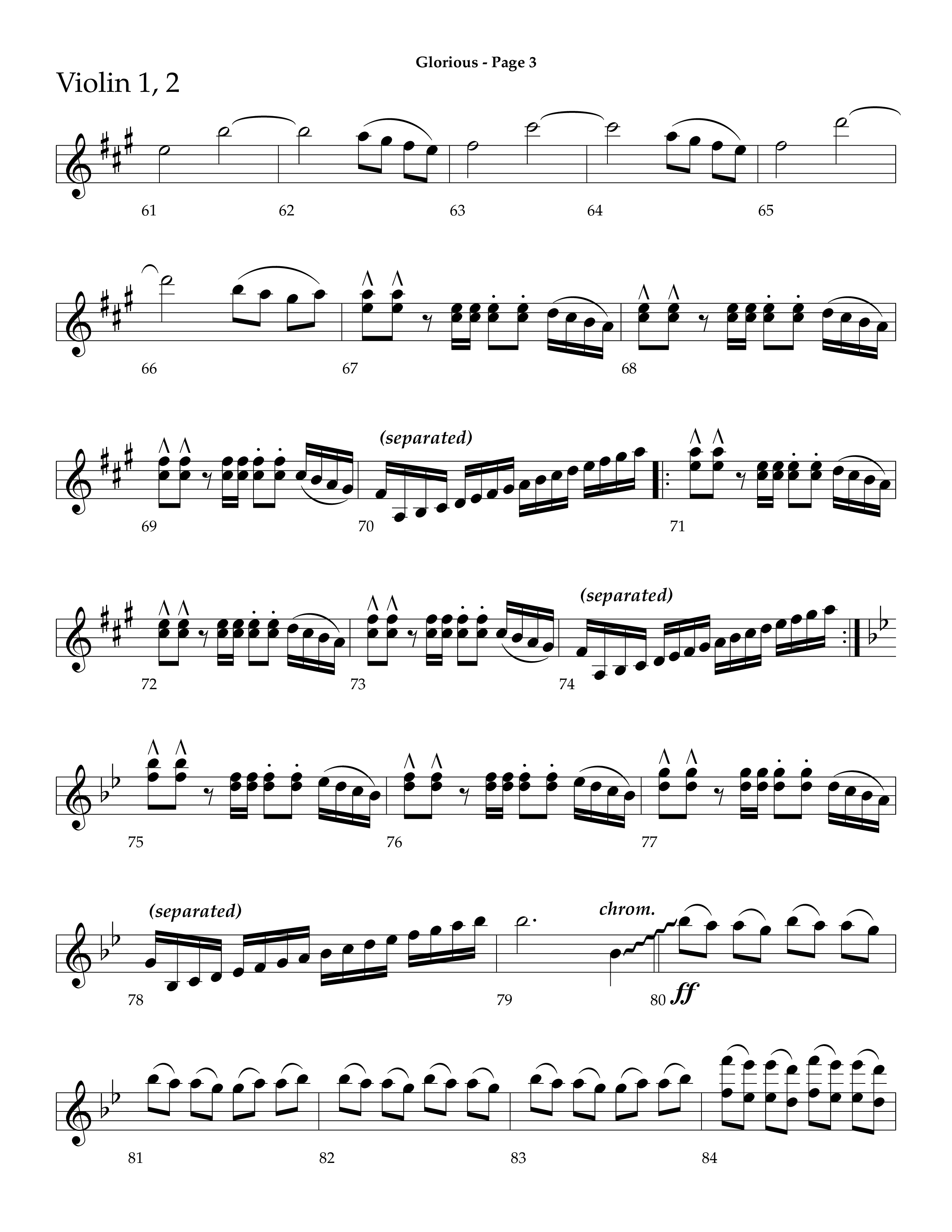 Glorious (Choral Anthem SATB) Violin 1/2 (Lifeway Choral / Arr. Dave Williamson)