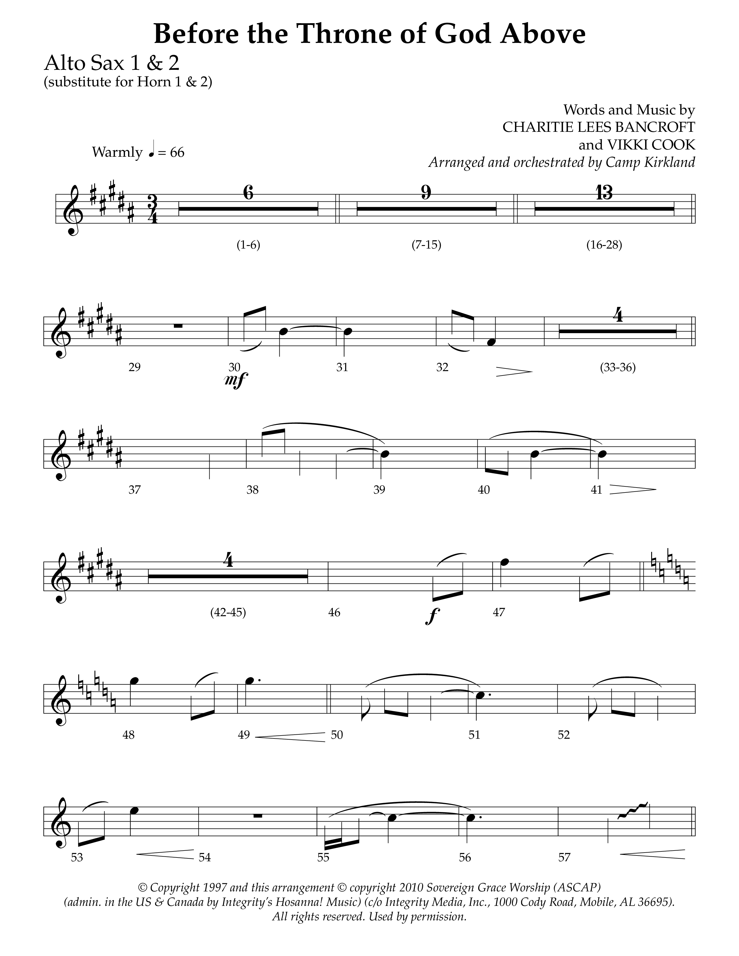 Before The Throne Of God Above (Choral Anthem SATB) Alto Sax 1/2 (Lifeway Choral / Arr. Camp Kirkland)
