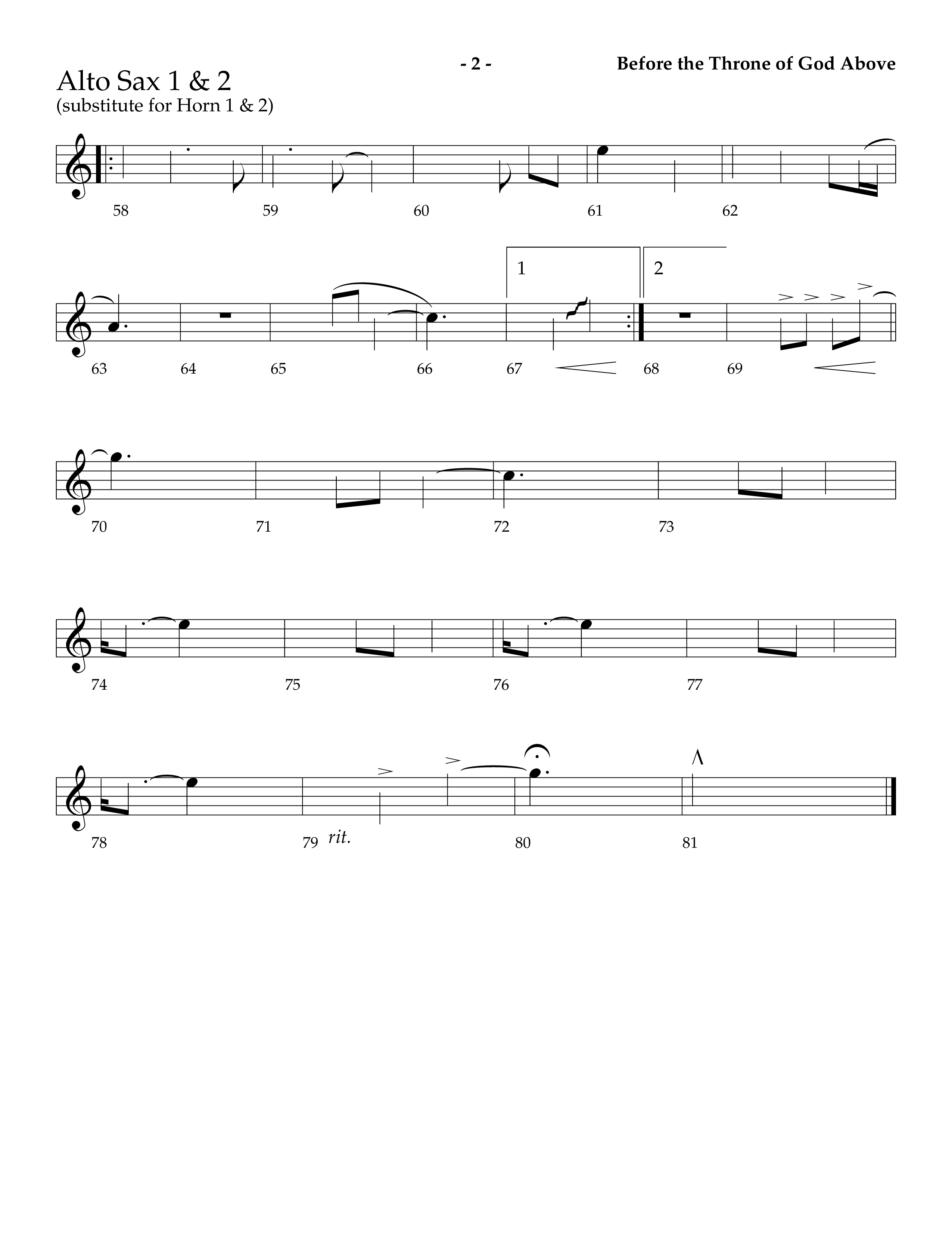 Before The Throne Of God Above (Choral Anthem SATB) Alto Sax 1/2 (Lifeway Choral / Arr. Camp Kirkland)