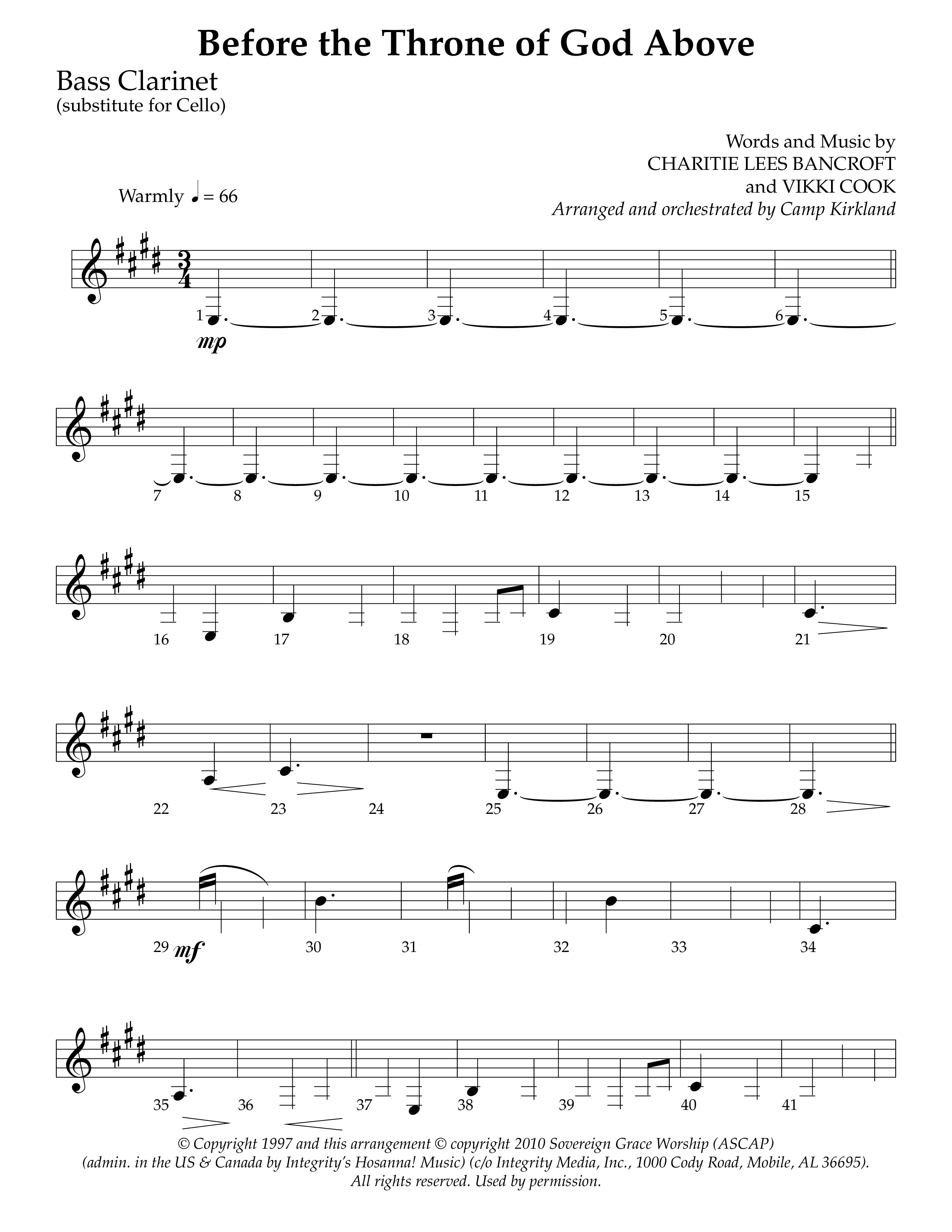 Before The Throne Of God Above (Choral Anthem SATB) Bass Clarinet (Lifeway Choral / Arr. Camp Kirkland)