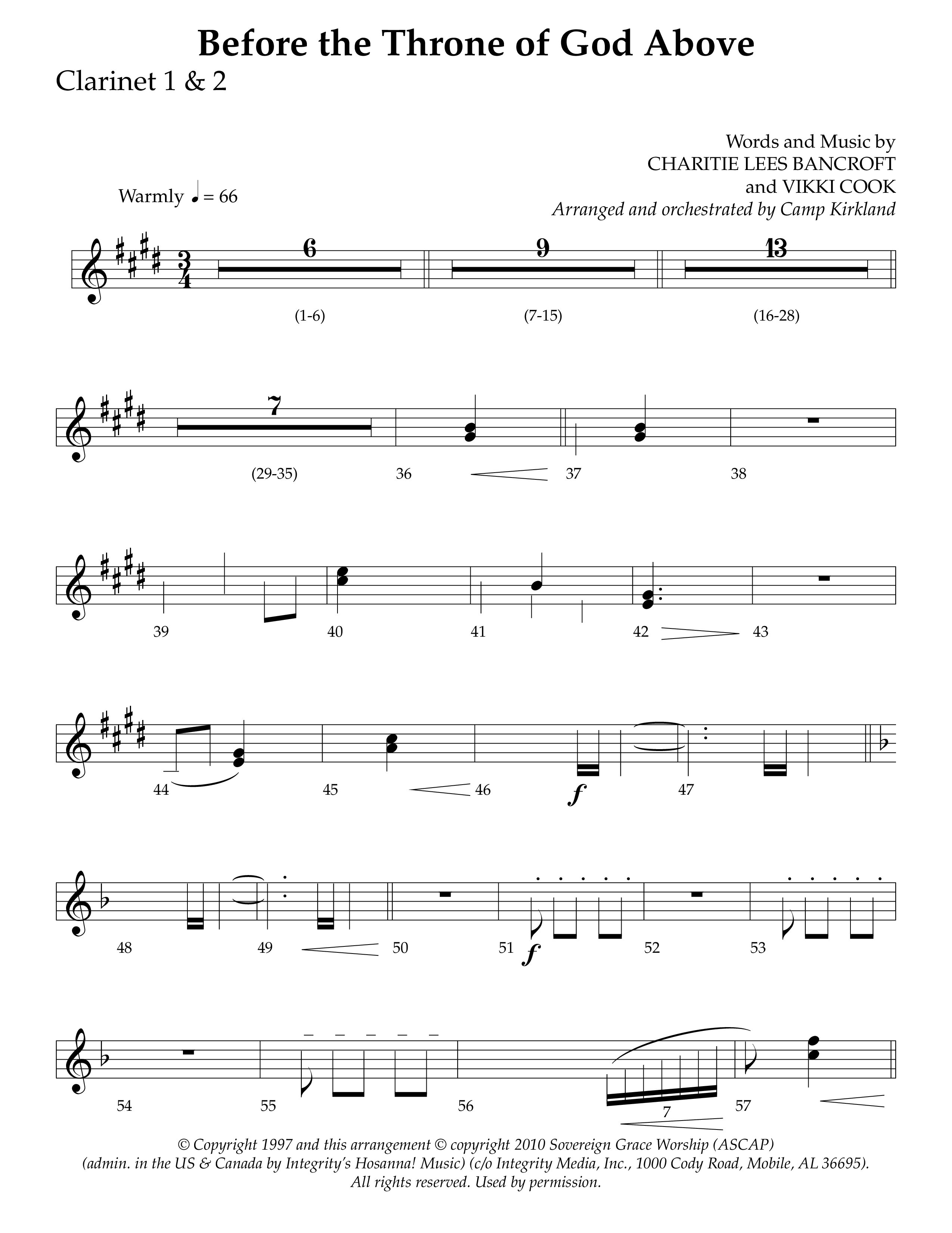 Before The Throne Of God Above (Choral Anthem SATB) Clarinet 1/2 (Lifeway Choral / Arr. Camp Kirkland)