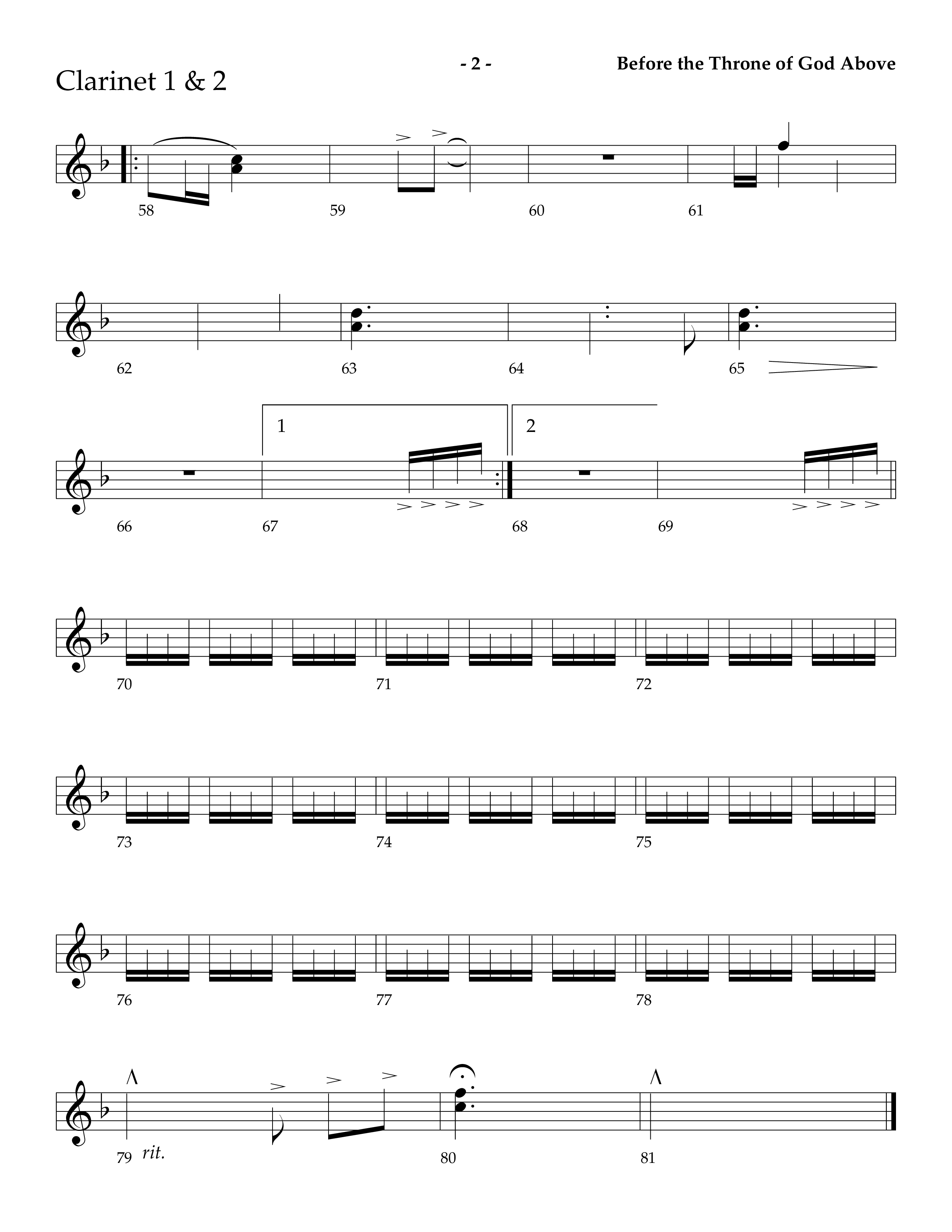 Before The Throne Of God Above (Choral Anthem SATB) Clarinet 1/2 (Lifeway Choral / Arr. Camp Kirkland)